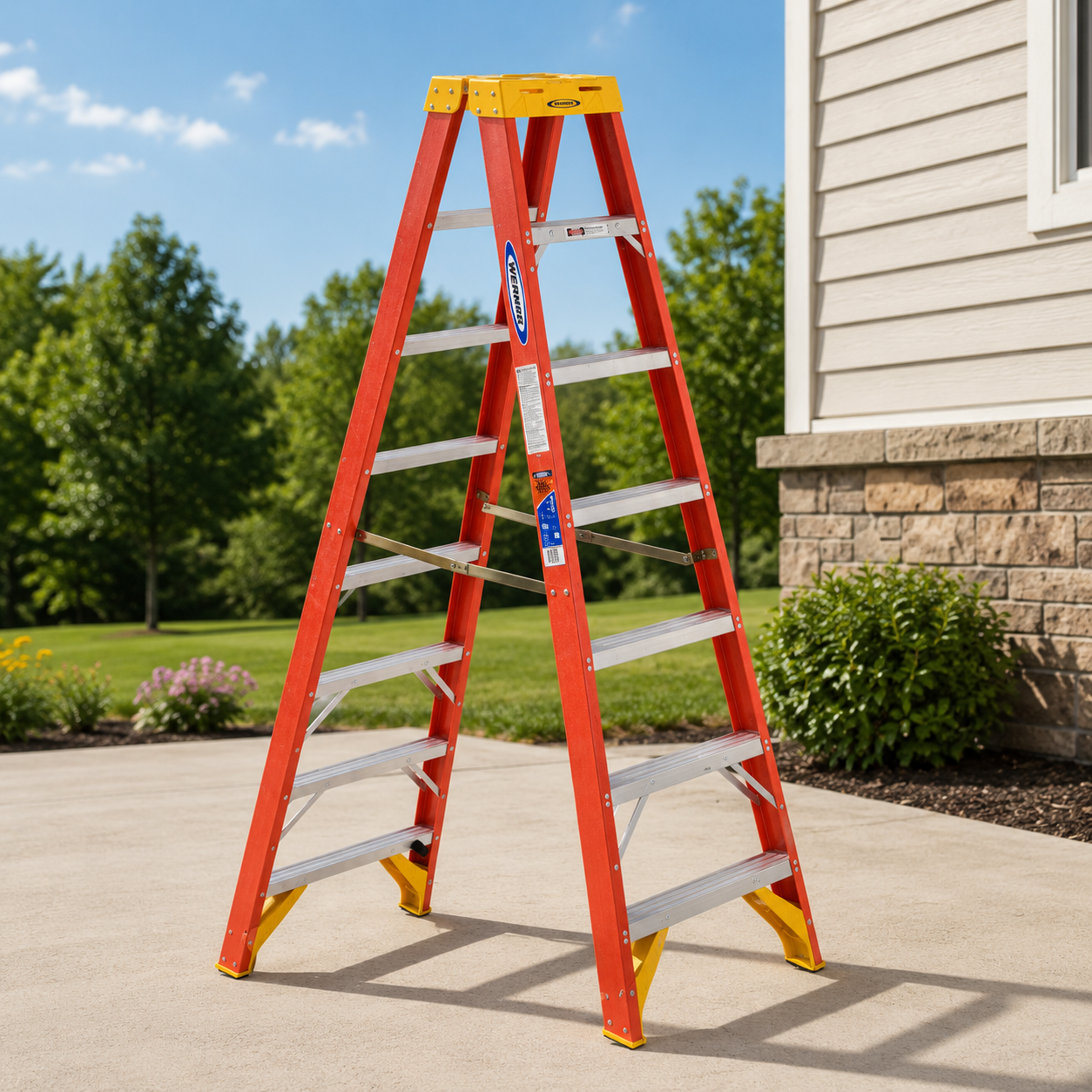 8-foot Type IA Fiberglass Twin Ladder - John Pierce Auto Care