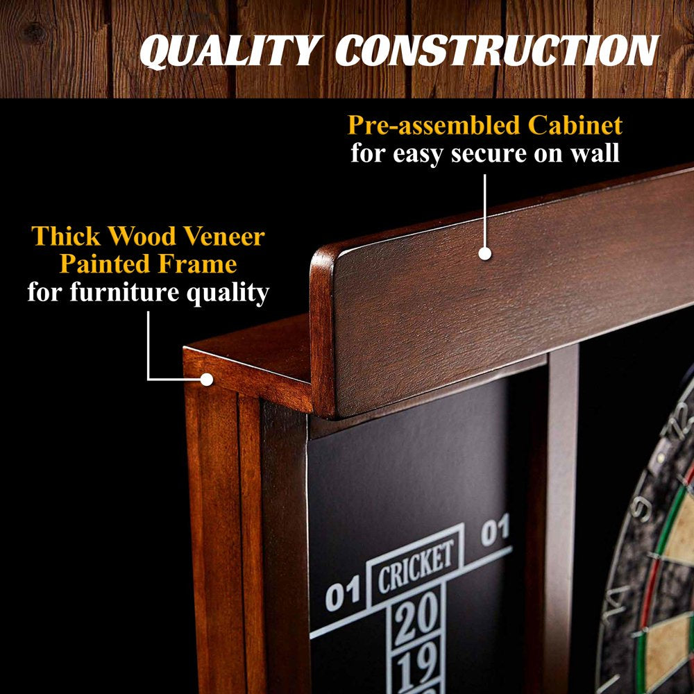 Barrington 40 Inch Dartboard Cabinet with LED Lights, 40 Inch X 4.375 Inch X 24.625 Inch - John Pierce Auto Care