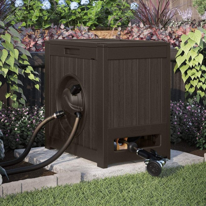 Suncast 125�� Aquawinder Auto Rewind Water Powered Yard Hose Reel, Java (2 Pack) - John Pierce Auto Care