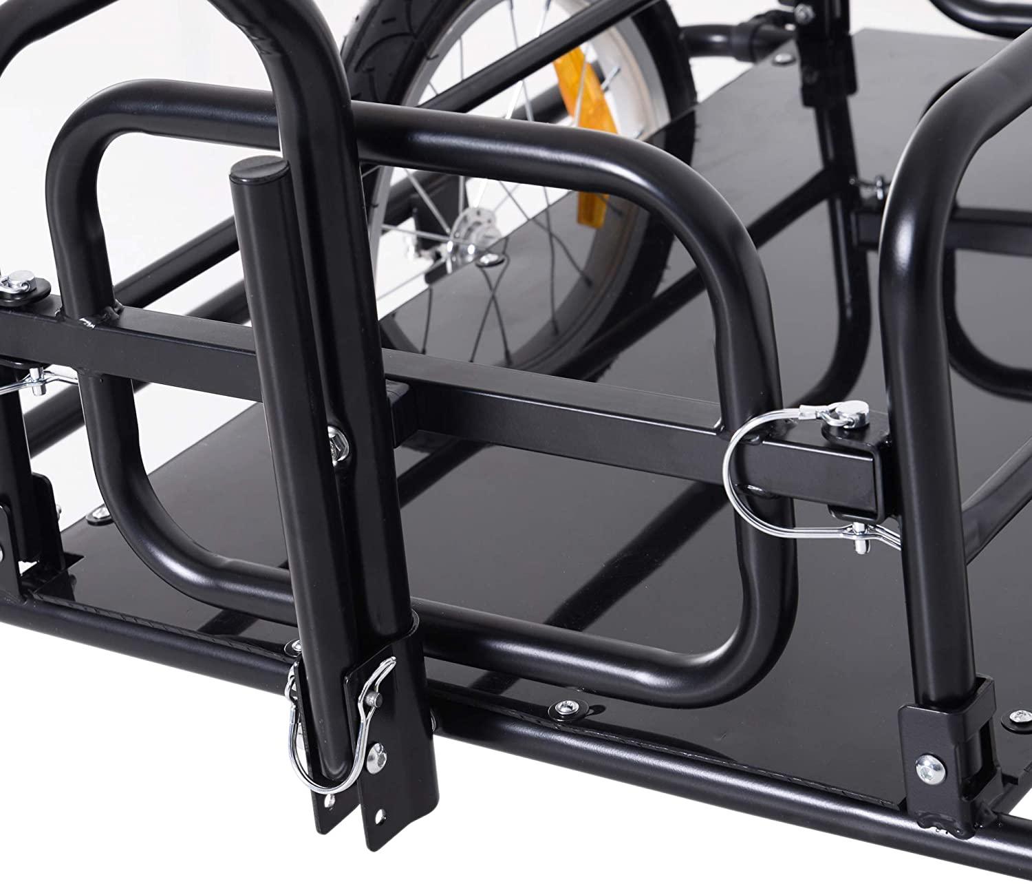 Aosom Foldable Bike Cargo Trailer Cart with Hitch, 80lbs Capacity, 16in Wheels, Black - John Pierce Auto Care