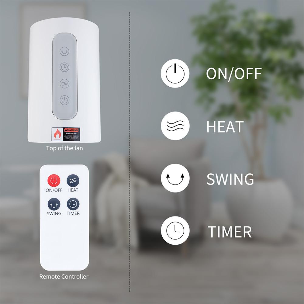 Portable heating tower instant space heater overheat protection white - John Pierce Auto Care