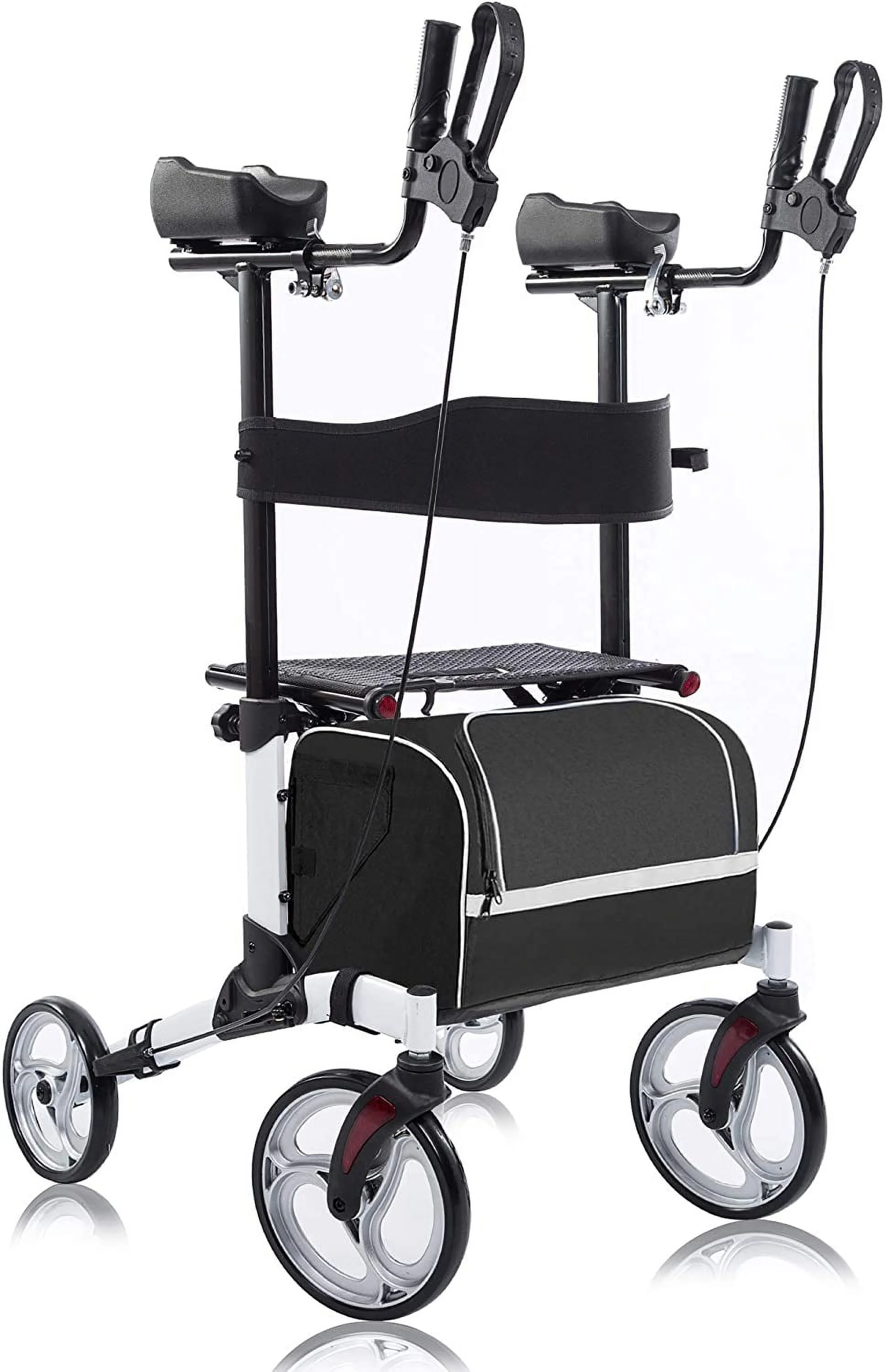 BEYOUR WALKER Upright Walker, Newest Design, Stand Up Rollator Walker Tall Rolling Mobility Walking Aid with 10�� Front Wheels, Seat and Armrest for Seniors and Adults, White - John Pierce Auto Care