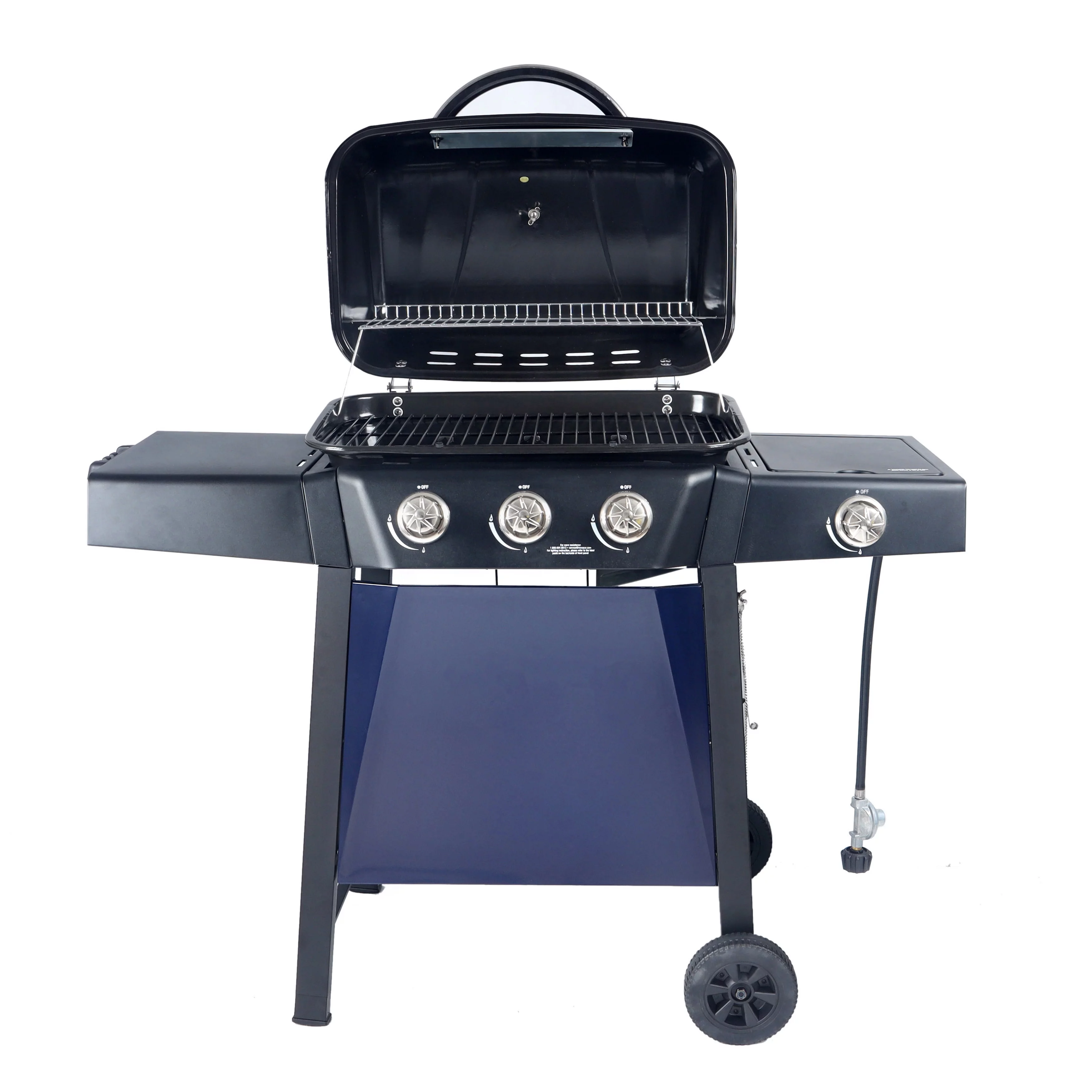 RevoAce 3 Burner Propane Gas Grill Including a Side Burner, Blue Sapphire, GBC1729WBS, New - John Pierce Auto Care