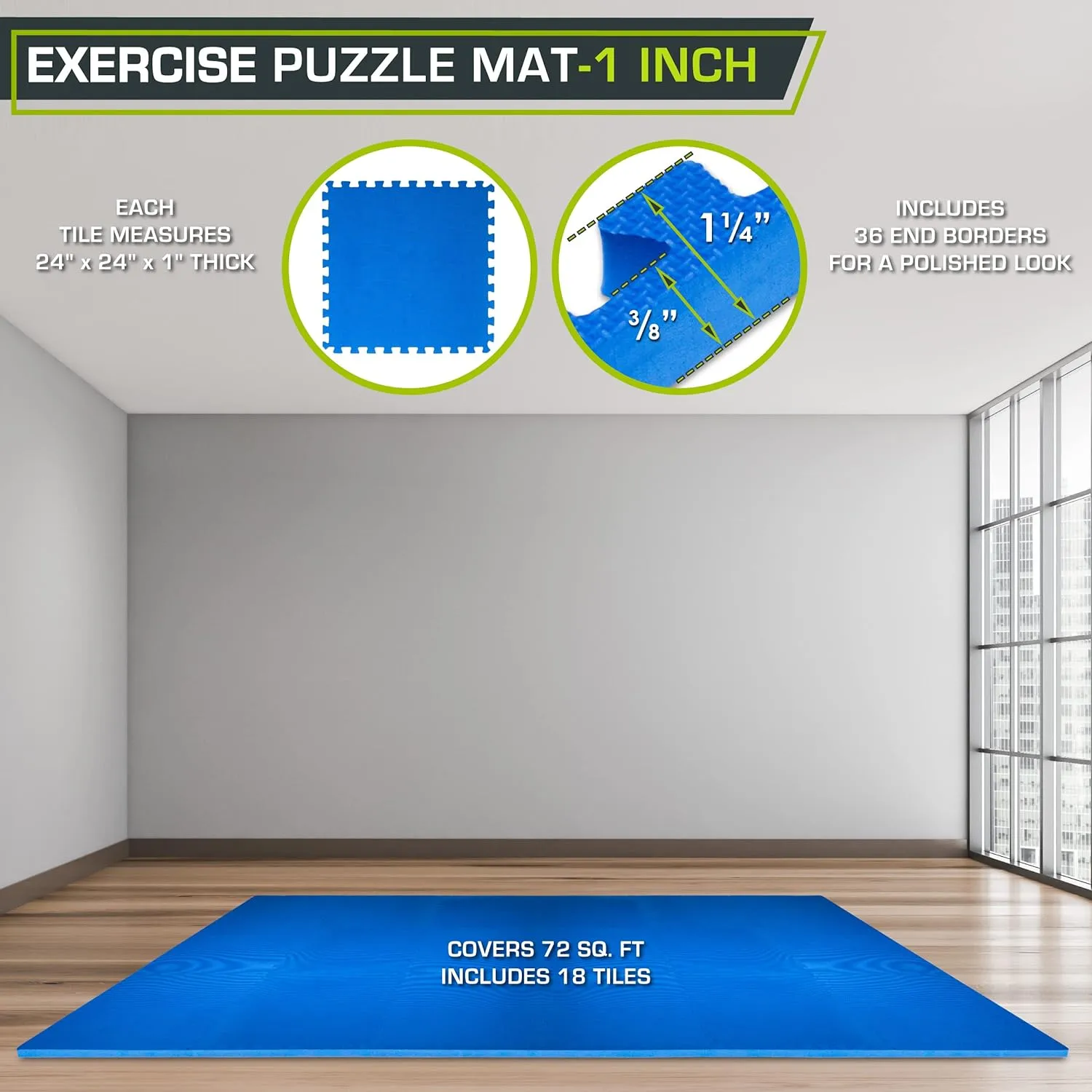 Extra Thick Puzzle Exercise Mat ?�� and 1\u0026quot;, EVA Foam Interlocking Tiles for Protective, Cushioned Workout Flooring for Home and Gym Equipment - John Pierce Auto Care