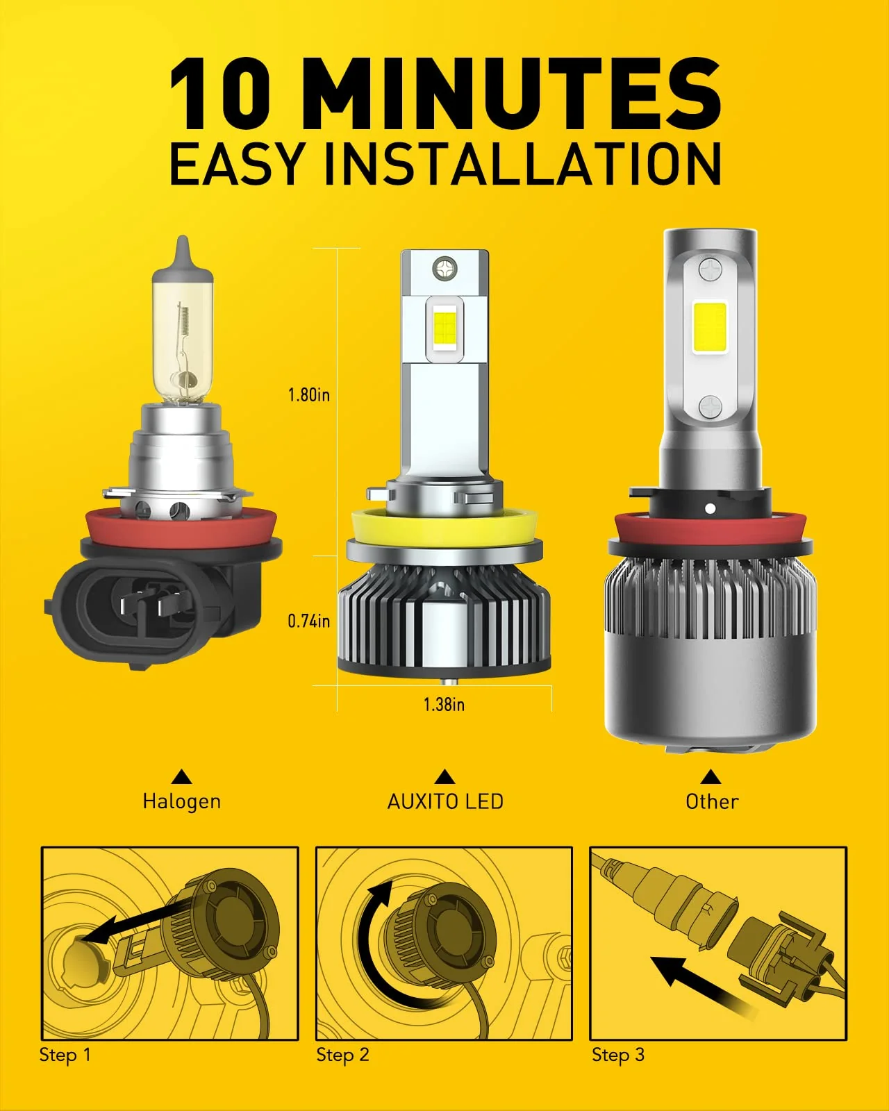 AUXITO H11 LED Headlight Bulbs - John Pierce Auto Care