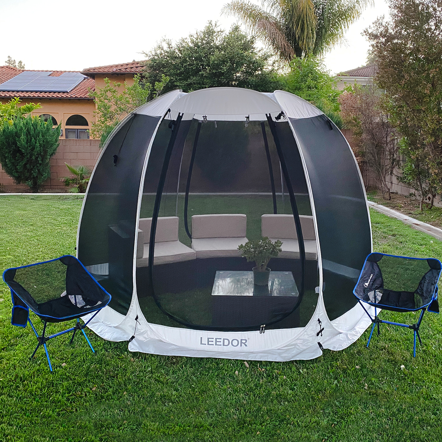 Leedor Screen House Tent Instant Room Shelter Gazebos for Patios Outdoor Canopy 10\u0026#039;x10\u0026#039; Gray - John Pierce Auto Care