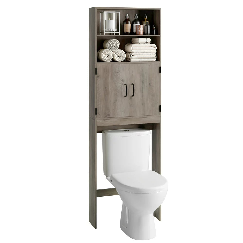 Homfa over Toilet Storage Rack, Bathroom Storage Cabinet over Toilet with 4 Tier Shelves and 2 Doors - John Pierce Auto Care