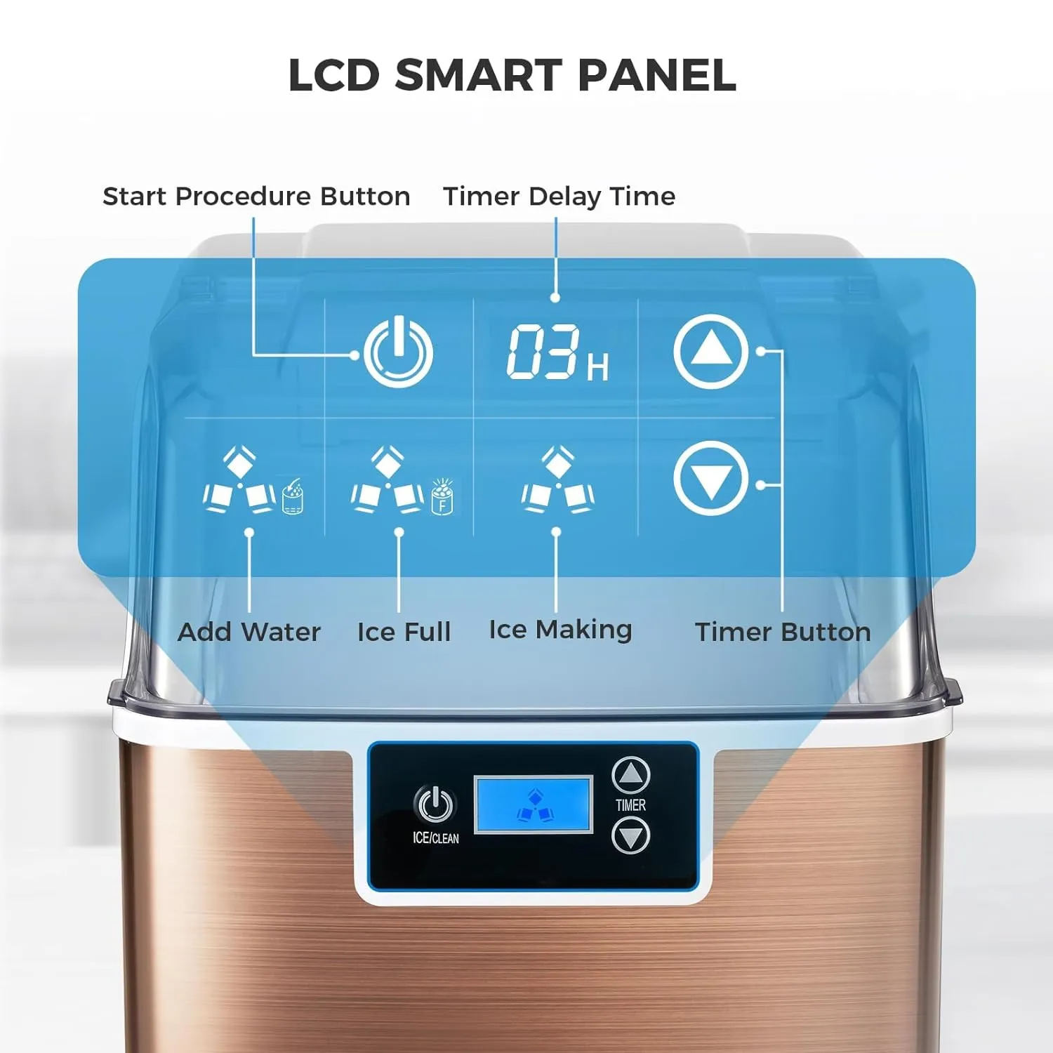 Ice Makers Countertop, 45lbs\/Day Pebble Ice Maker Machine with 24 Hour Timer, Self Cleaning Sonic ice Maker with Ice Scoop - John Pierce Auto Care
