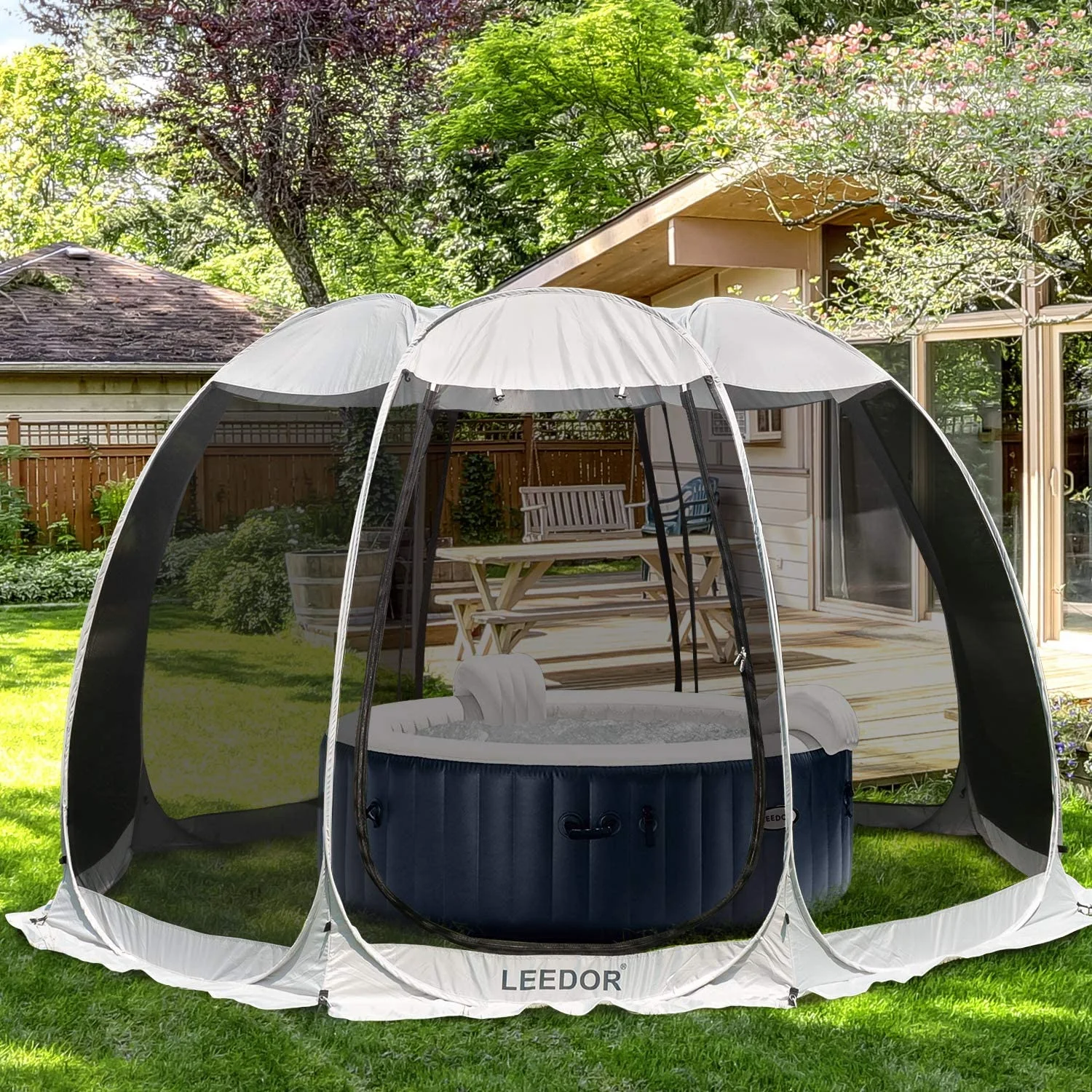 Leedor Screen House Tent Instant Room Shelter Gazebos for Patios Outdoor Canopy 10\u0026#039;x10\u0026#039; Gray - John Pierce Auto Care