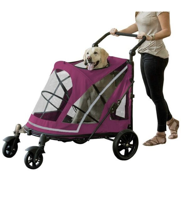 No-Zip Double Pet Stroller, Boysenberry - John Pierce Auto Care