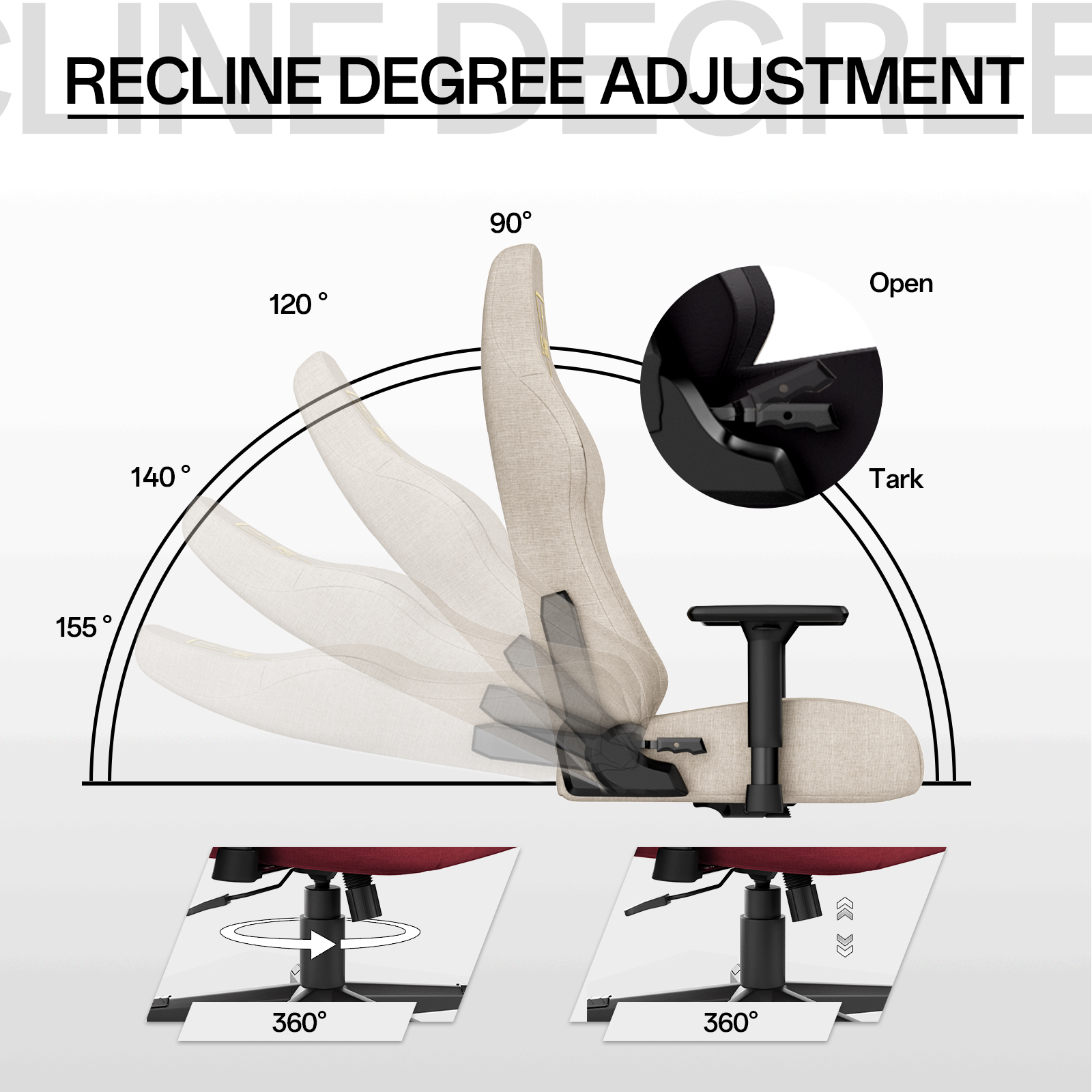 Bigzzia Gaming Chair, High Back Ergonomic Computer Chair with 3D Armrests for Adult, Height Adjustable Game Chair with 360�� Swivel Seat, Beige - John Pierce Auto Care