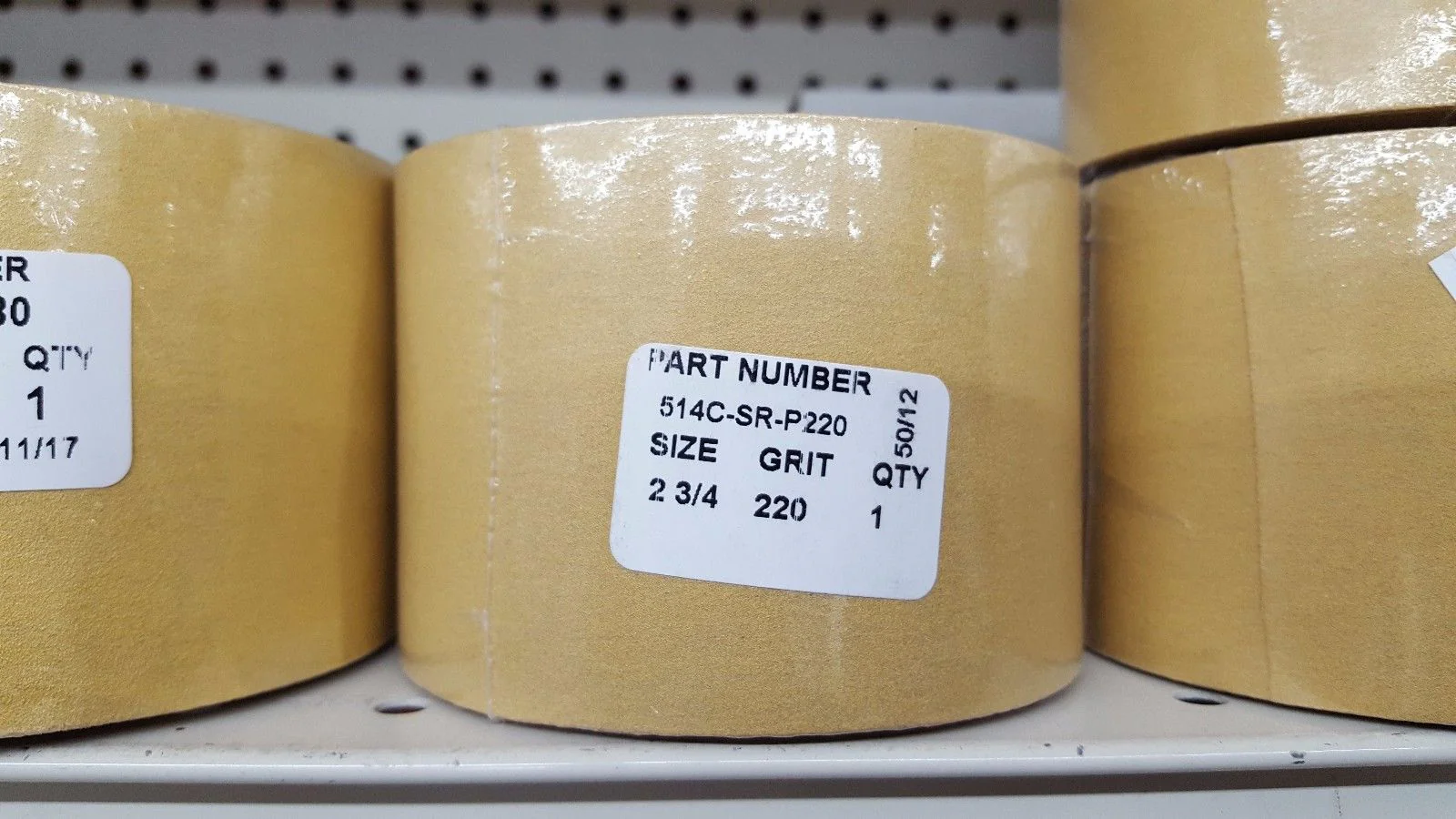 220 Grit 2-3/4 x 25 yd Roll PSA {stickon} Sandpaper Premium gold Aluminum Oxide - John Pierce Auto Care