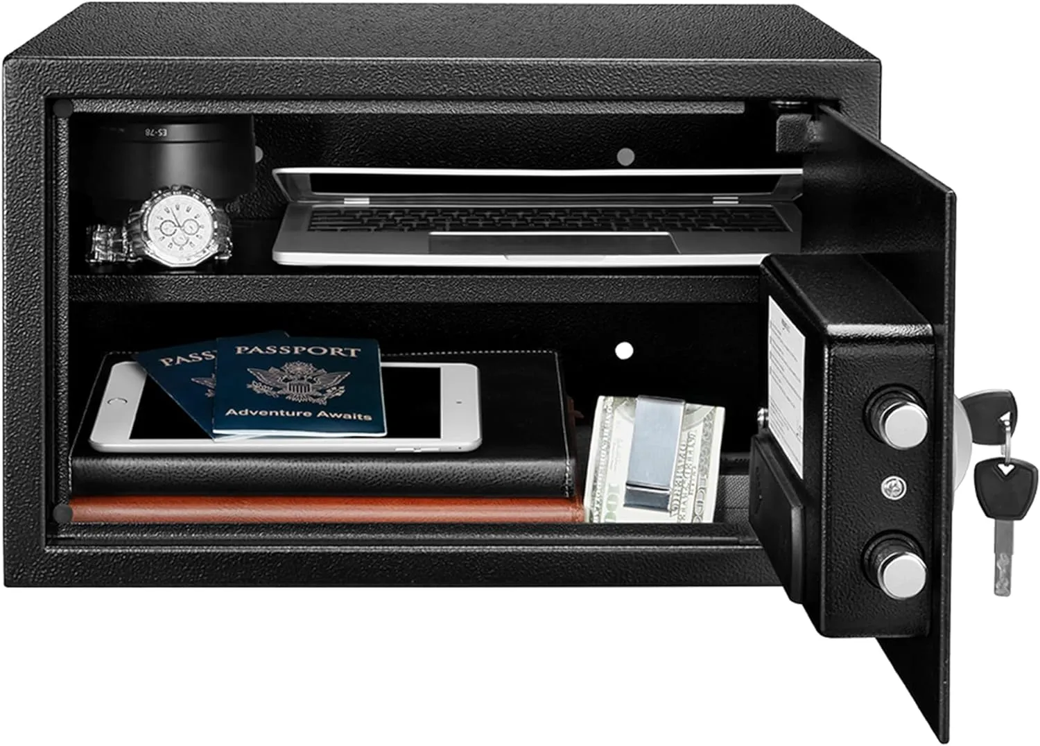 Basic steel safety box with programmable electronic keyboard, 0.7 cubic feet, black - John Pierce Auto Care