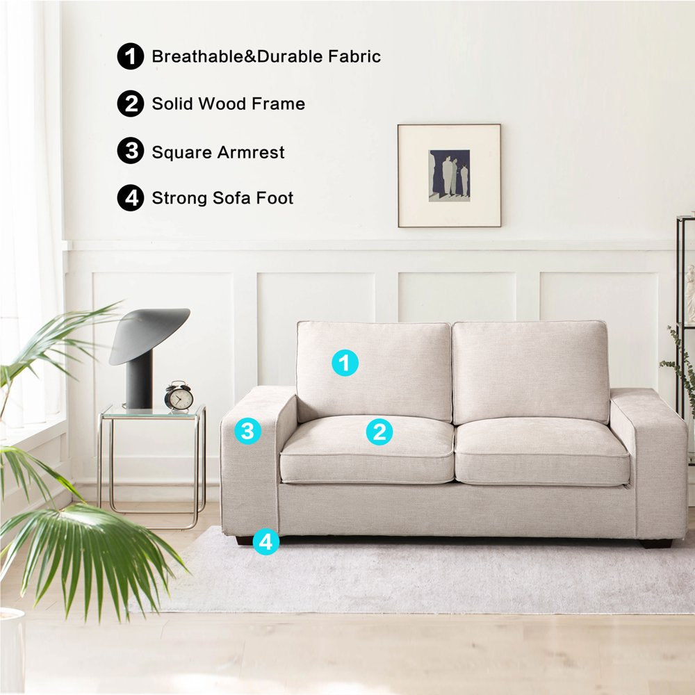 INGALIK 88.58\u0026quot; Modern Loveseat Sofa for Living Room, 3 Seater, Beige - John Pierce Auto Care