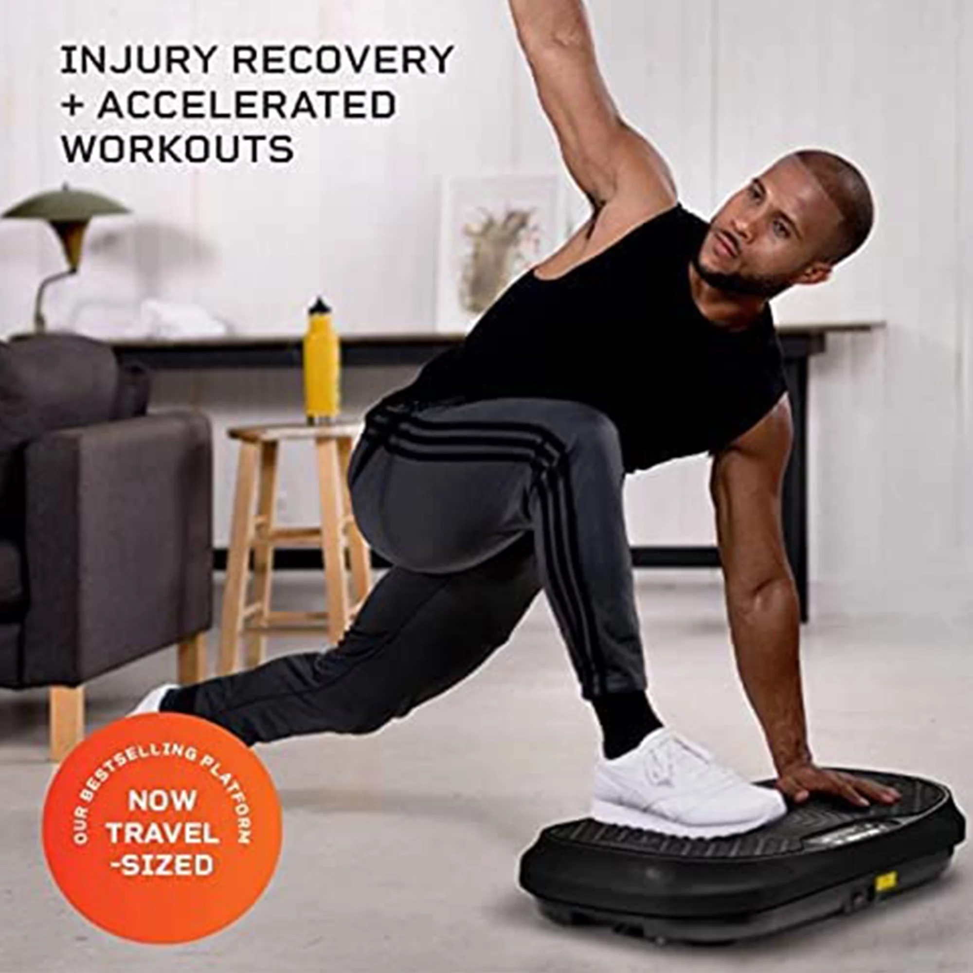LifePro Waver Mini   Compact Vibration Plate Exercise Machine with Workout Bands, Black - John Pierce Auto Care