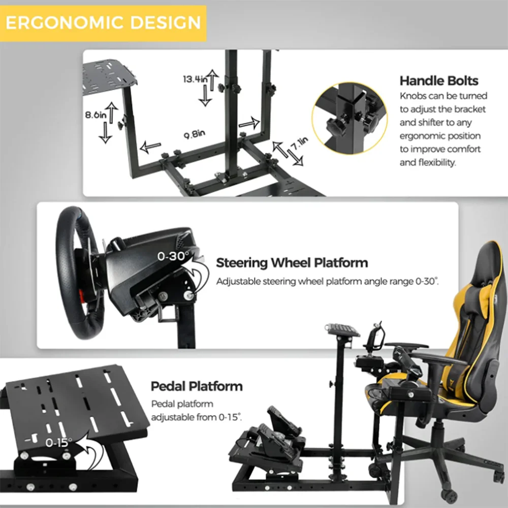 Marada Flight Simulator Cockpit Racing Steering Stand Adjustable Fit for Thrustmaster HOTAS Warthog - John Pierce Auto Care