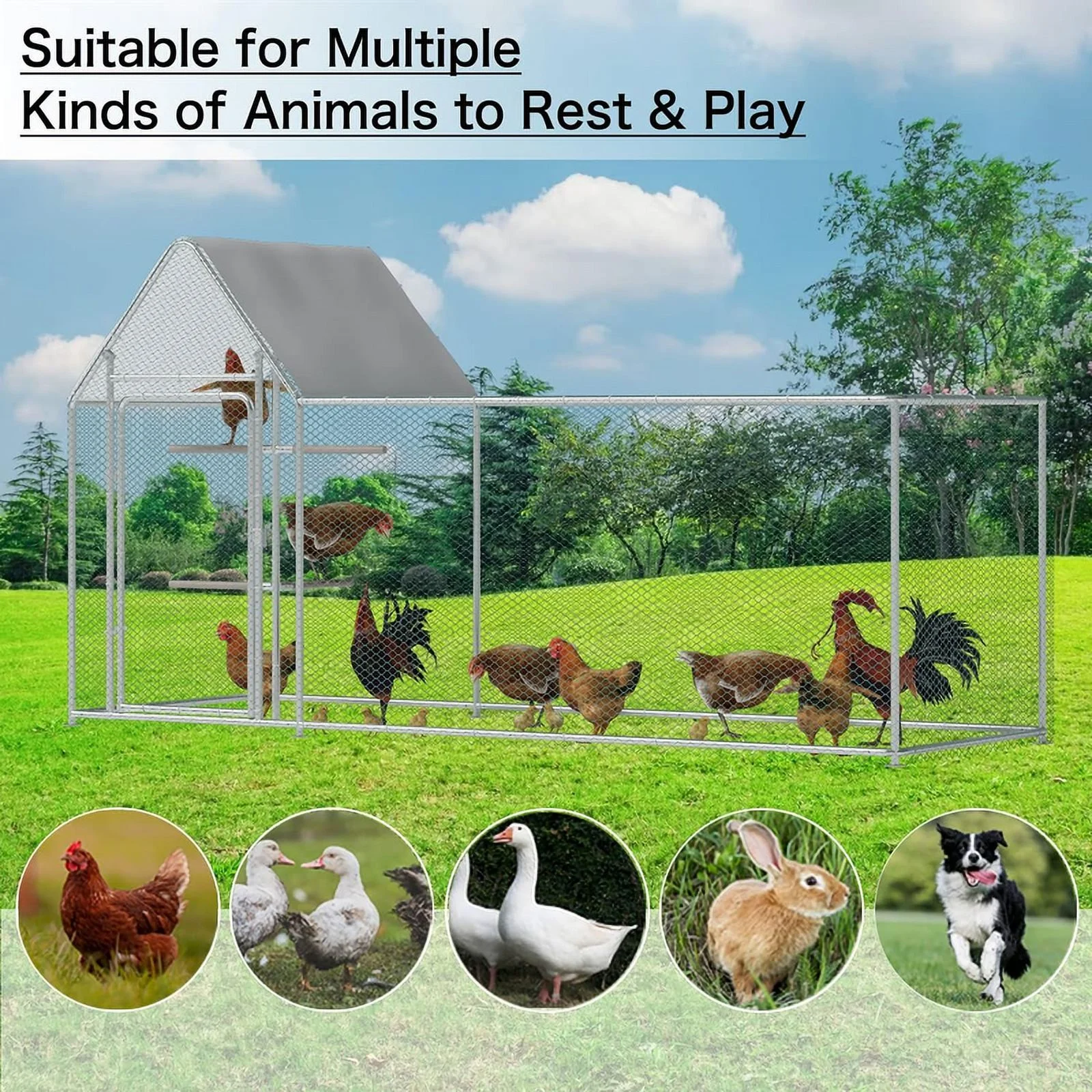 Walnest 10ft Large Metal Chicken Coop with Climbing Frame, Walk in Poultry Cage with Waterproof\u0026amp;Anti UV Cover,Heavy Duty Chicken Coop or Outdoor Backyard Farm Use - John Pierce Auto Care