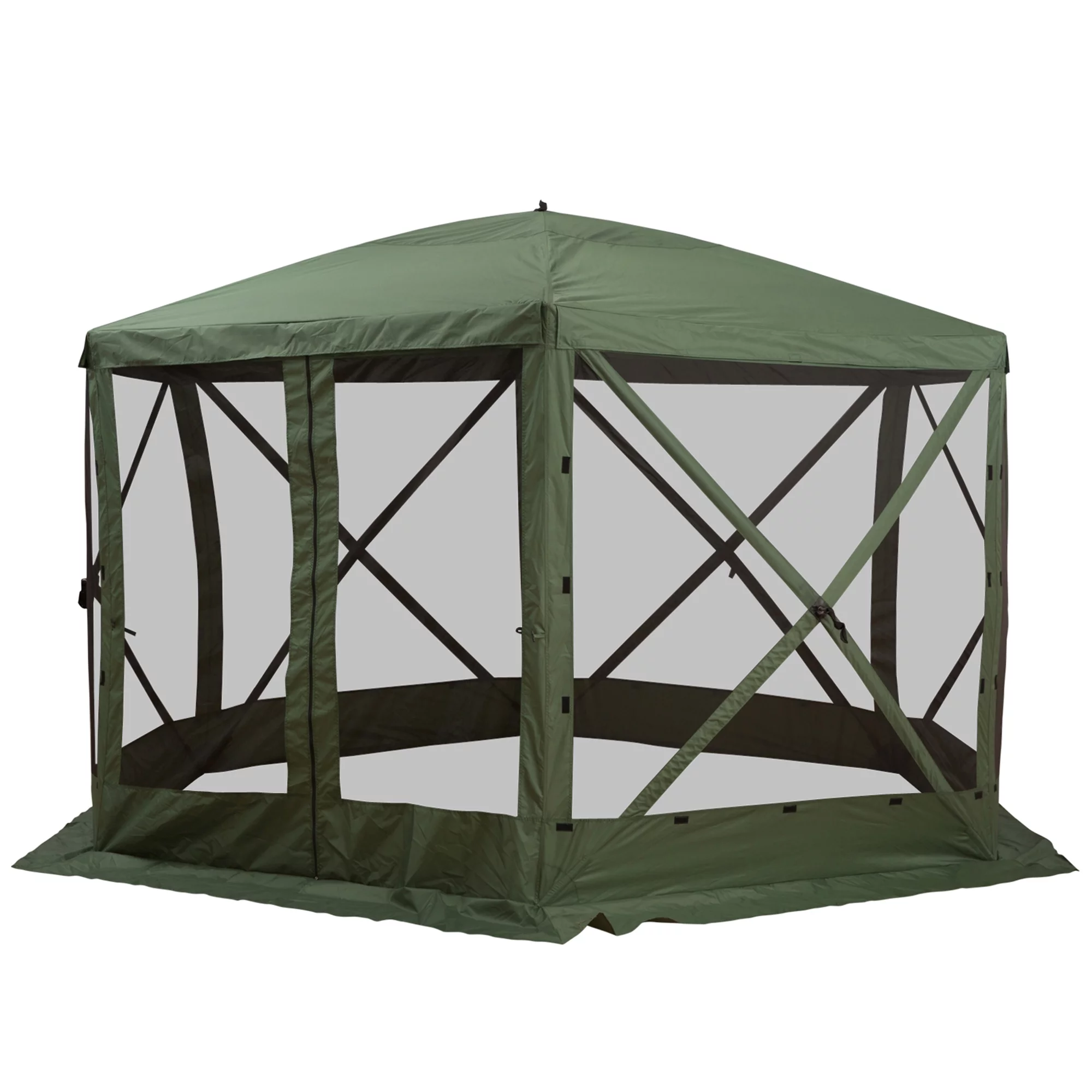 Outsunny 12\u0026#039; x 12\u0026#039; Hexagon Screen House, Pop Up Tent Portable Gazebo Canopy Shelter with Mesh Netting Walls, Carry Bag and Shaded Interior, Green - John Pierce Auto Care