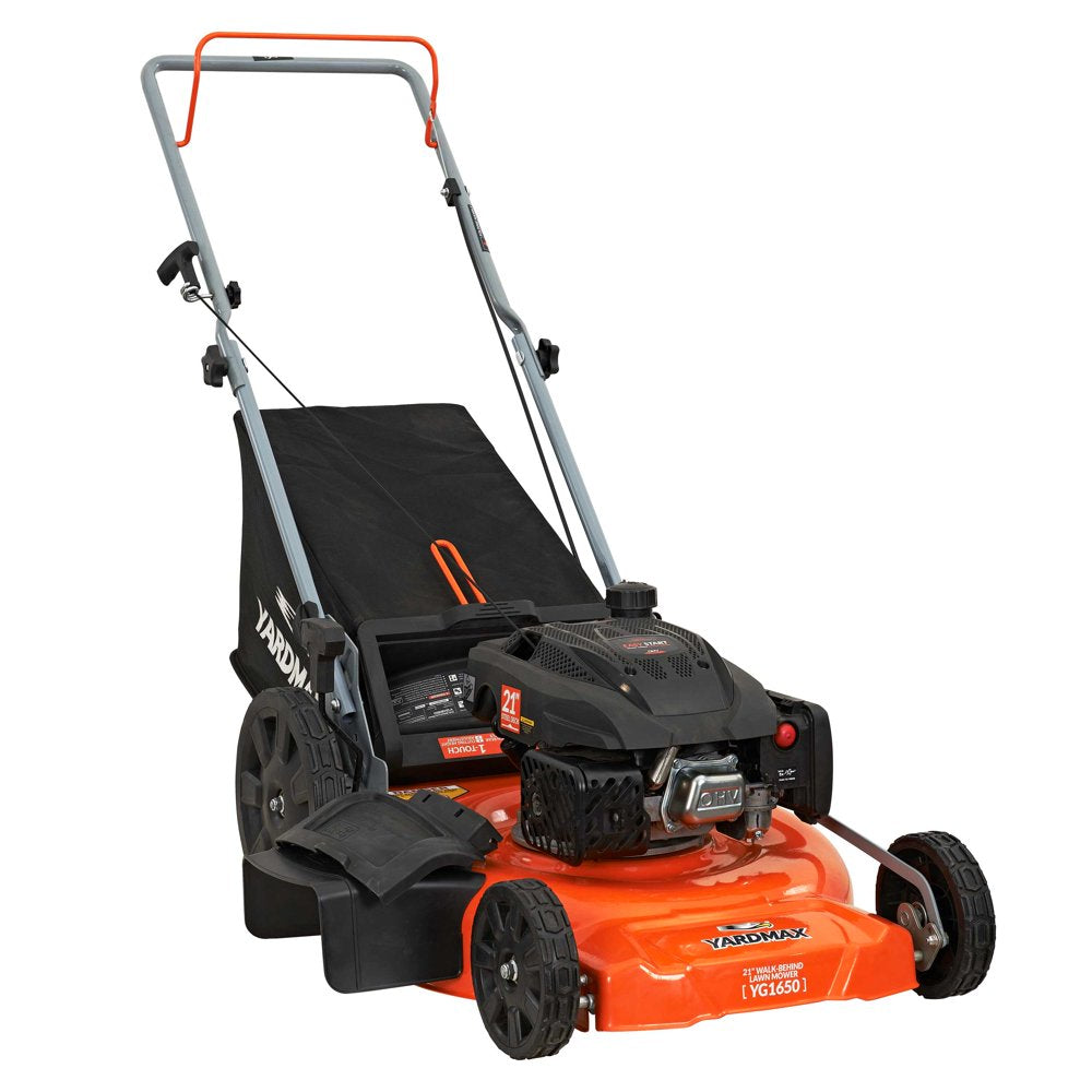 YARDMAX 21 In. 170Cc 3 In 1 Gas Walk behind Push Lawn Mower with High Rear Wheels - John Pierce Auto Care