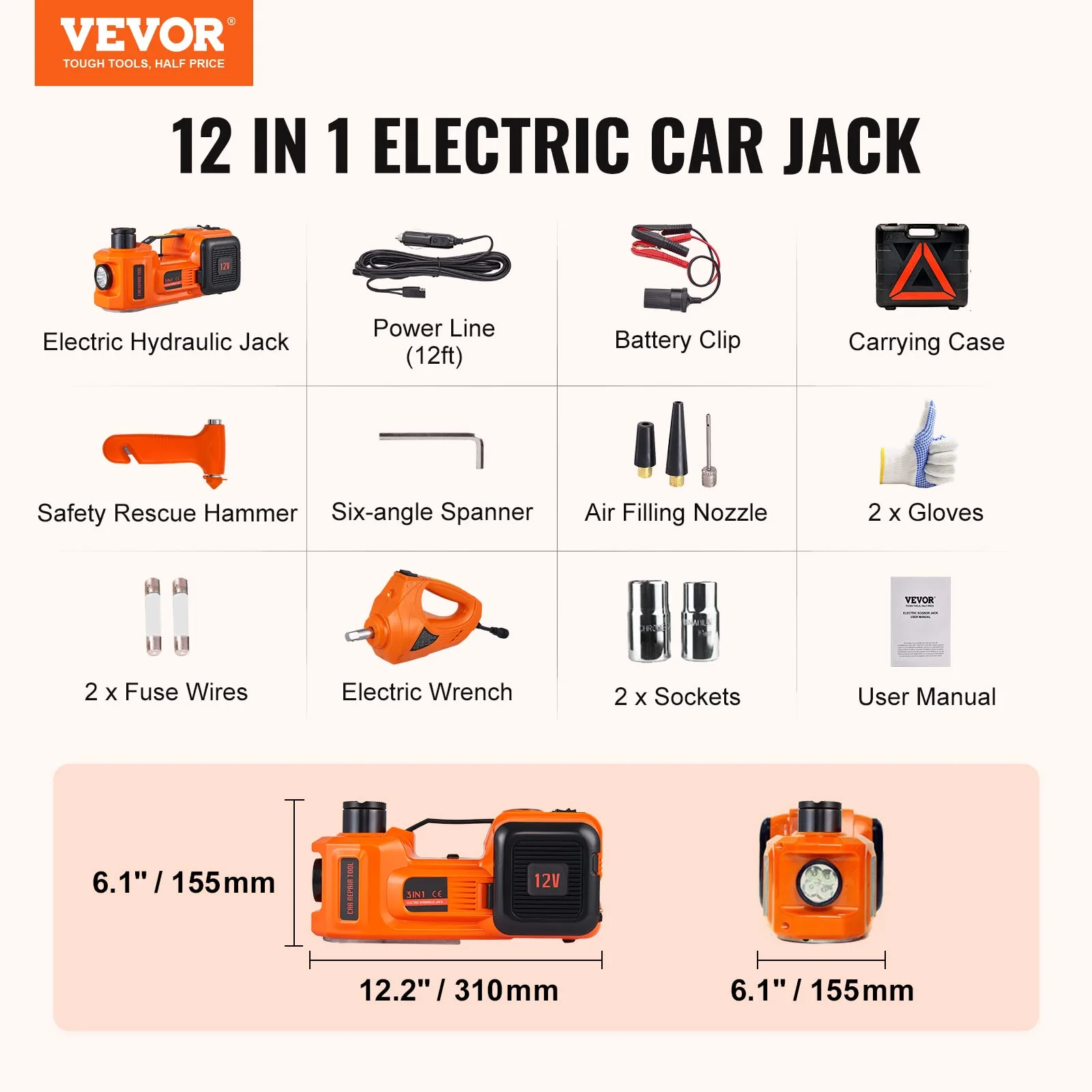 VEVOR 5-Ton Electric Car Jack with Wrench - John Pierce Auto Care