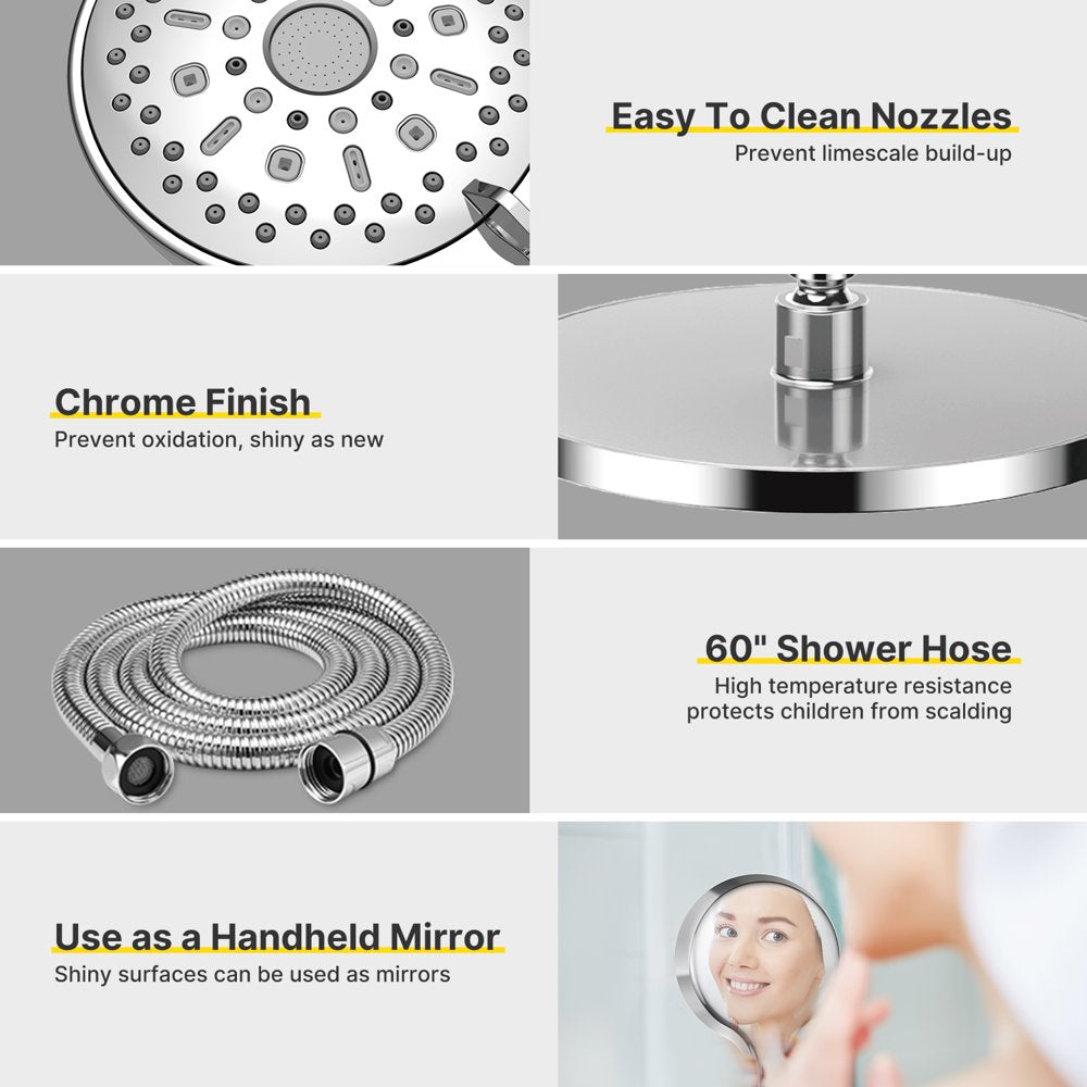Ambicasa Luxury Dual Showerhead Combo, 10\u0026quot; Rainfall Shower Head \u0026amp; 5\u0026quot; Handheld High Pressure Shower Head - John Pierce Auto Care