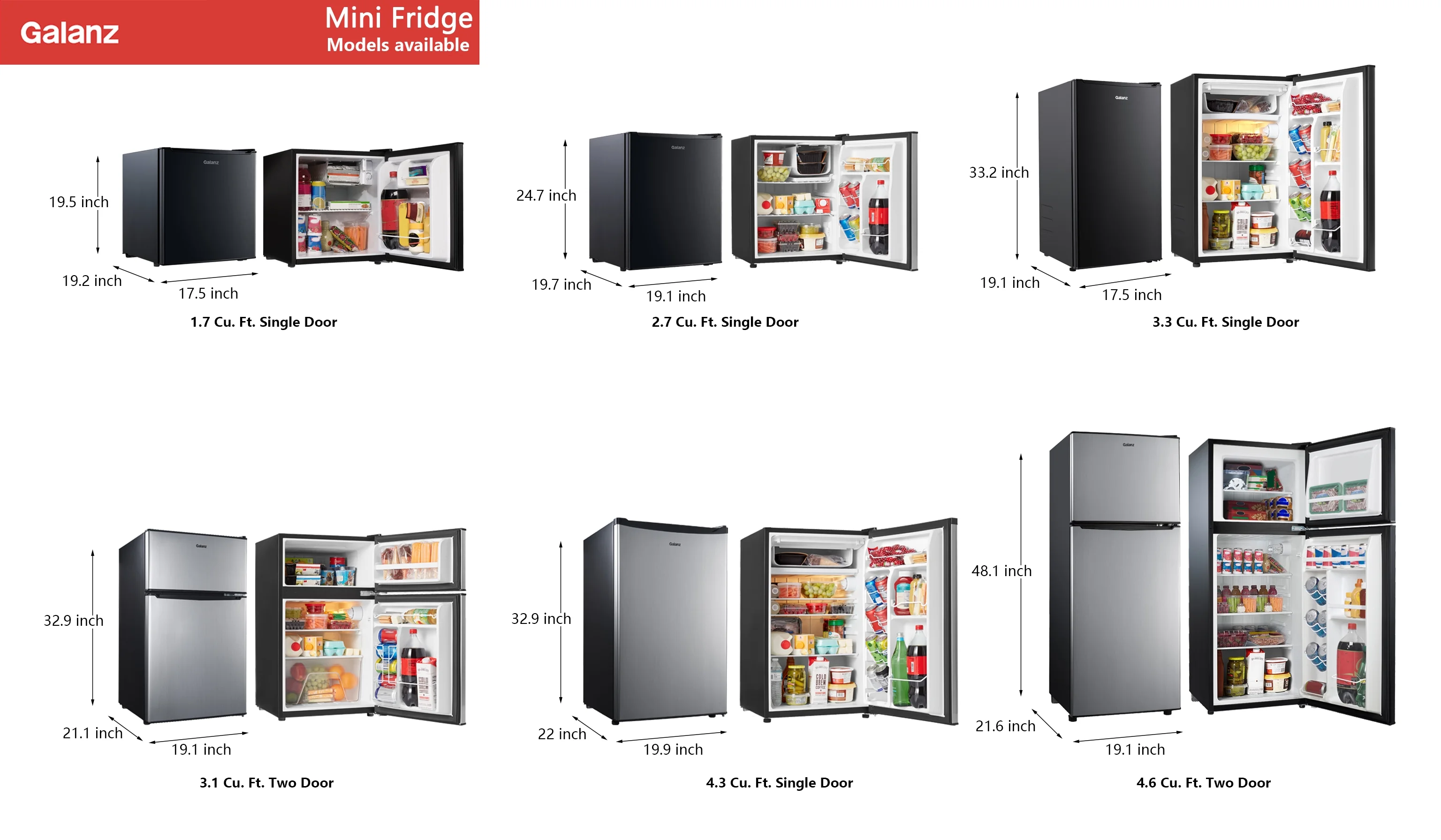 Galanz 4.6 Cu. Ft. Two-Door Mini Refrigerator with Freezer - John Pierce Auto Care