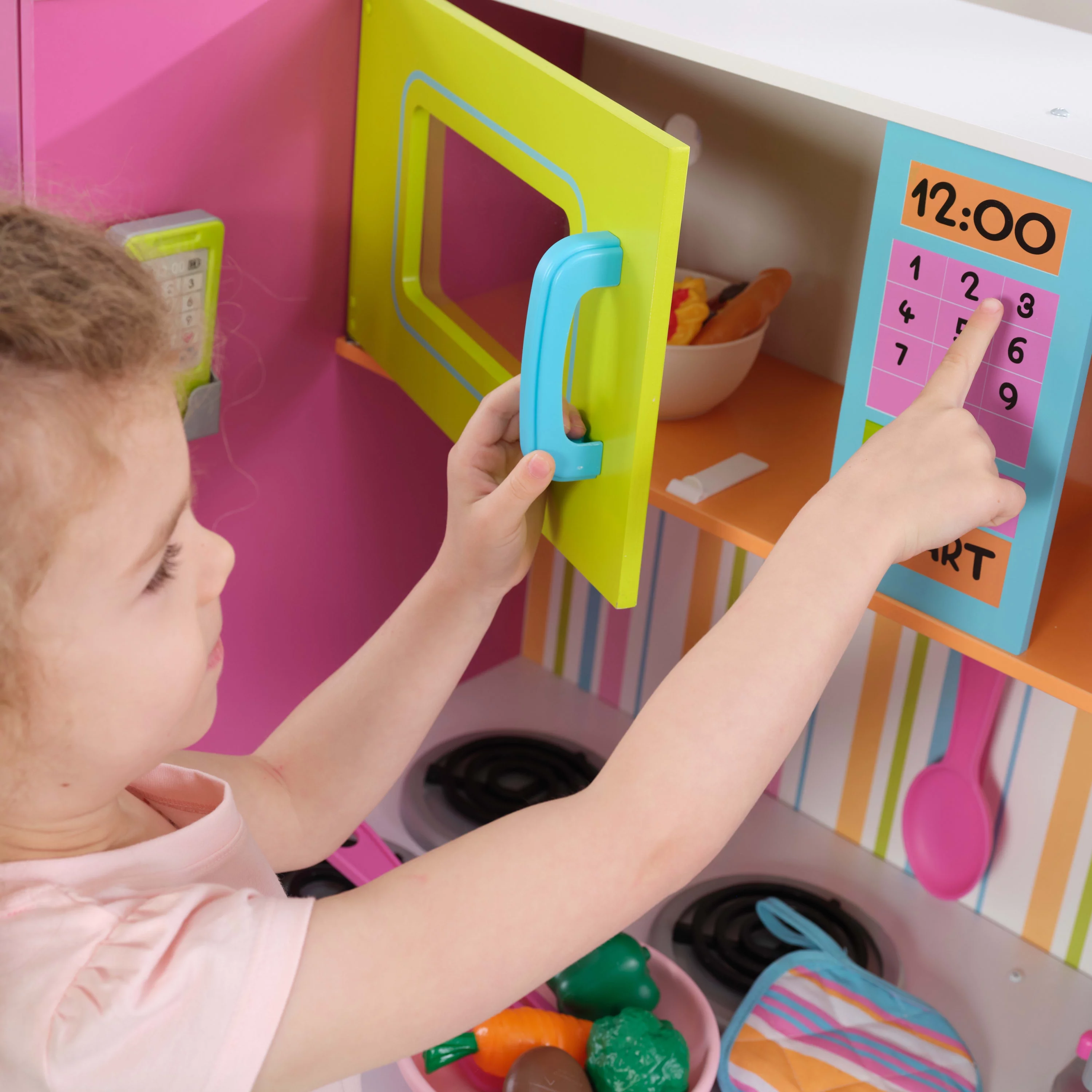 KidKraft Deluxe Big and Bright Wooden Play Kitchen for Kids, Neon Colors - John Pierce Auto Care