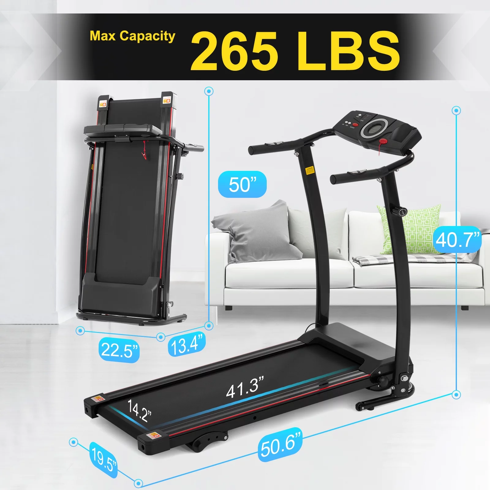 FYC Folding Treadmill with Incline, 2.5HP Electric Motorized Treadmill Running Exercise Machine Compact Treadmill for Home Gym Fitness Workout Jogging Walking 220 LBS Capacity - John Pierce Auto Care