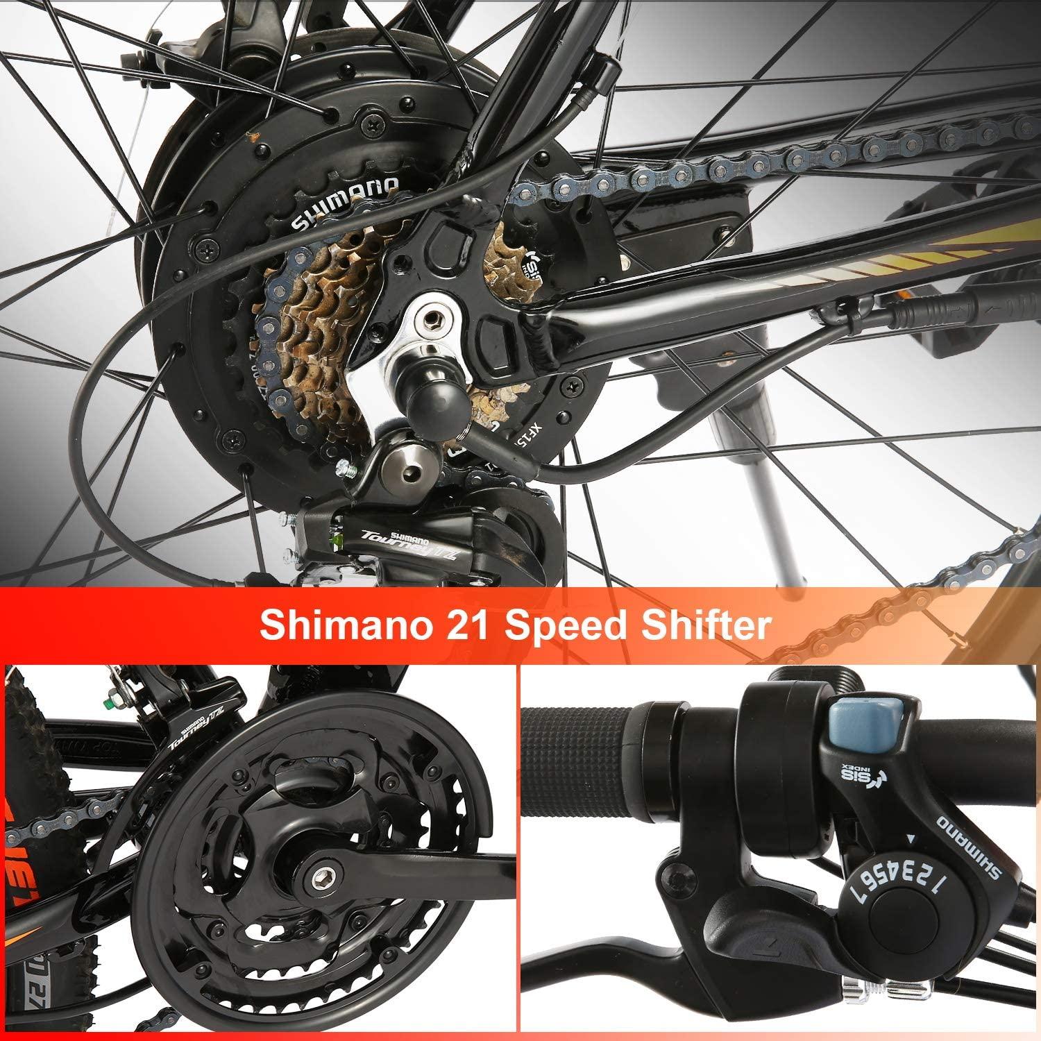ANCHEER Electric Bike Electric Mountain Bike 350W Ebike 26�� Electric Bicycle, 20MPH Adults Ebike with Removable 7.8\/10.4Ah Battery, Professional 21 Speed Gears - John Pierce Auto Care