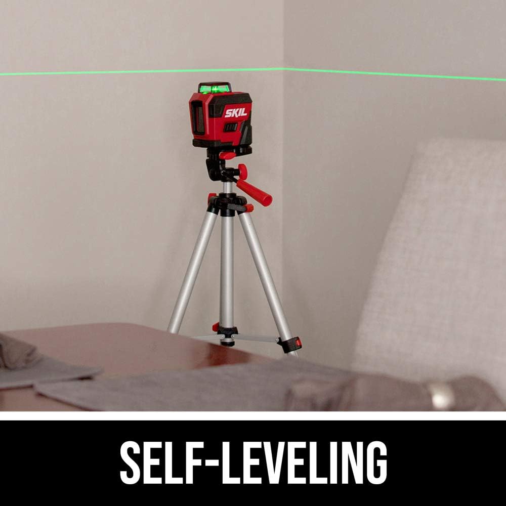 SKIL 100ft Self Leveling Green Cross Line Laser with Rechargeable Battery, Tripod \u0026amp; Bag   LL9322G 01 - John Pierce Auto Care