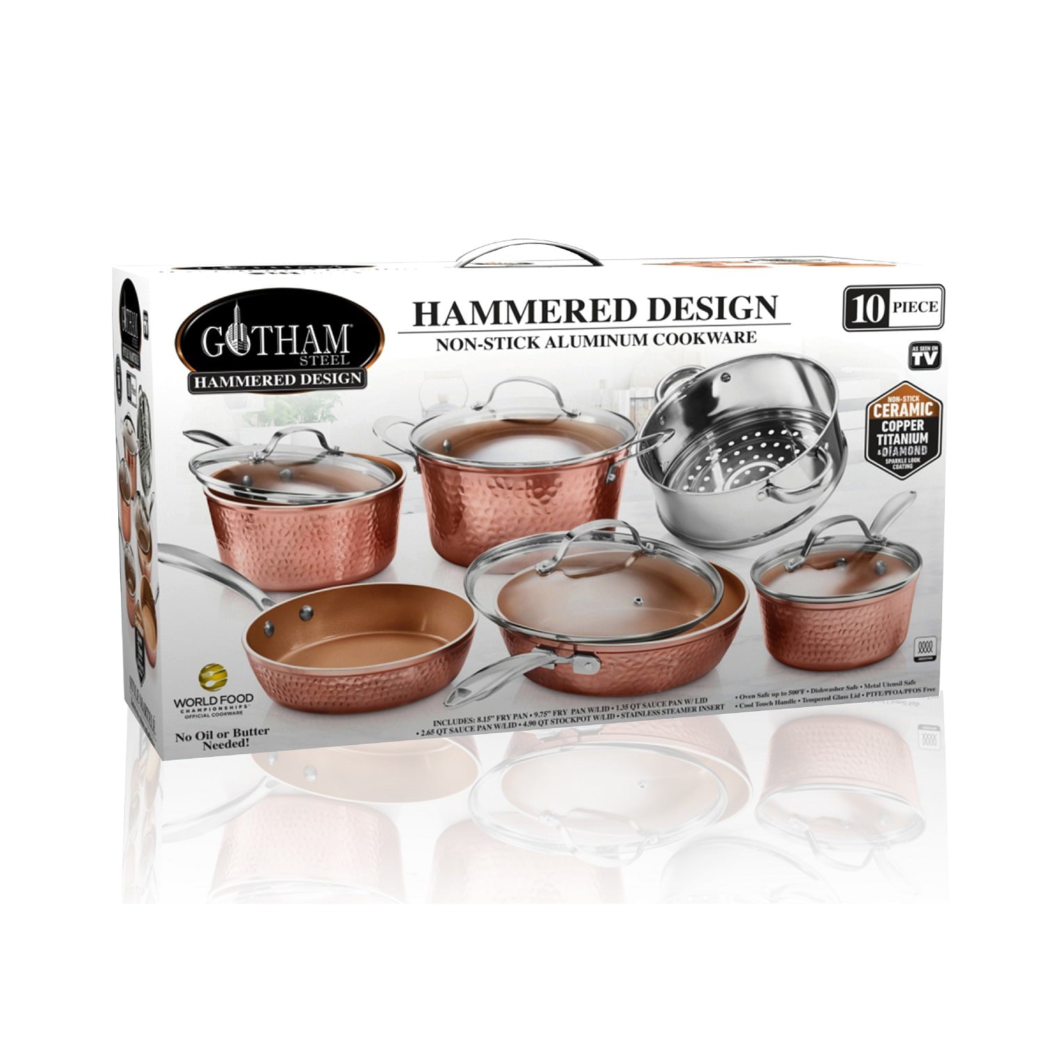 Gotham Steel Hammered 10-Piece Cookware Set - John Pierce Auto Care