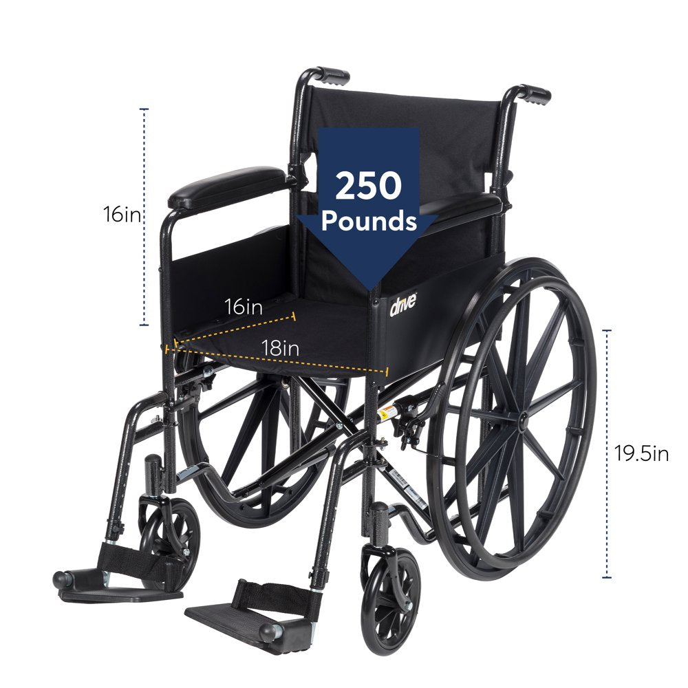 Drive Medical Silver Sport 1 Wheelchair with Full Arms and Swing Away Removable Footrest - John Pierce Auto Care