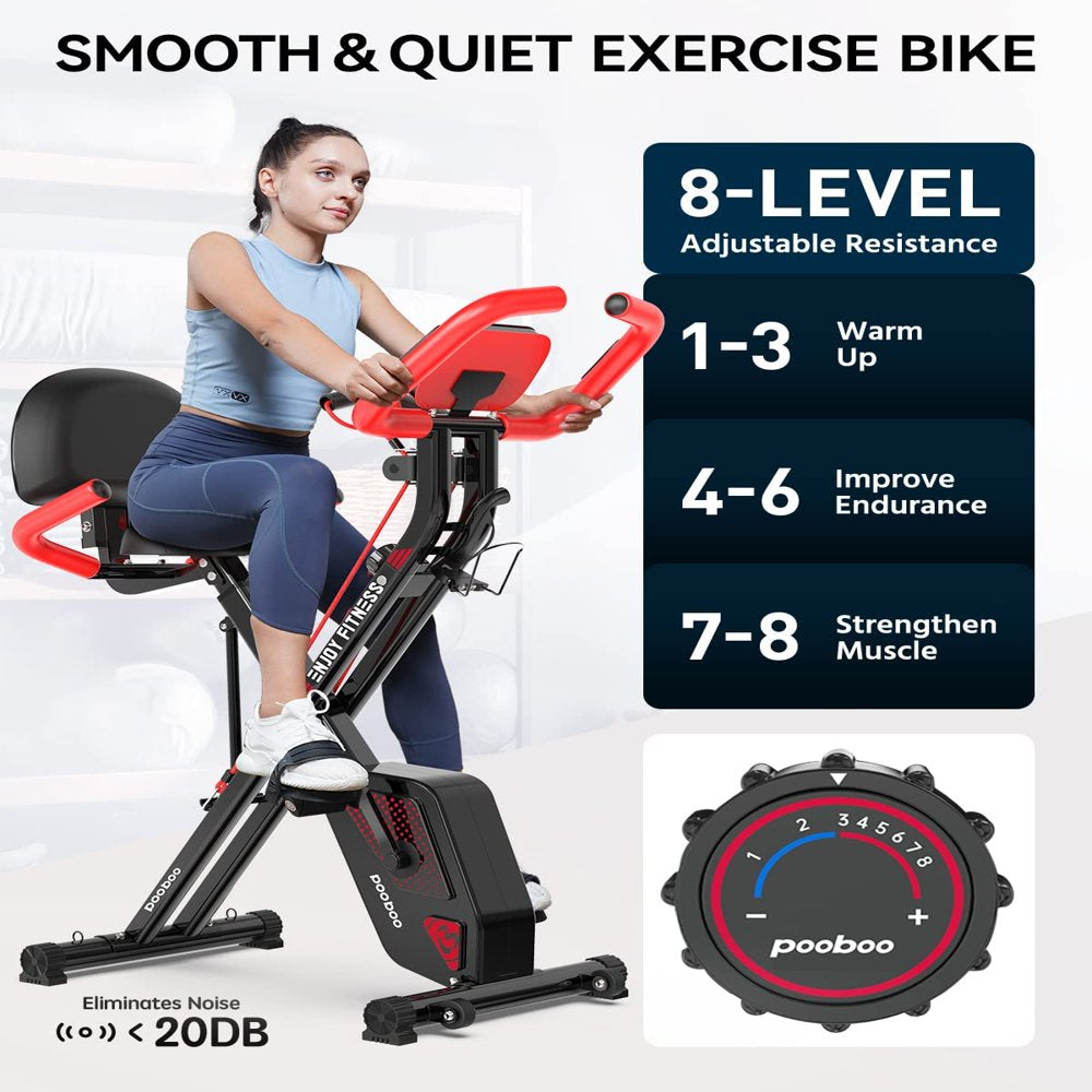 Pooboo 3 In 1 Foldable Exercise Bike Indoor Cycling Bike Workout 300Lb - John Pierce Auto Care