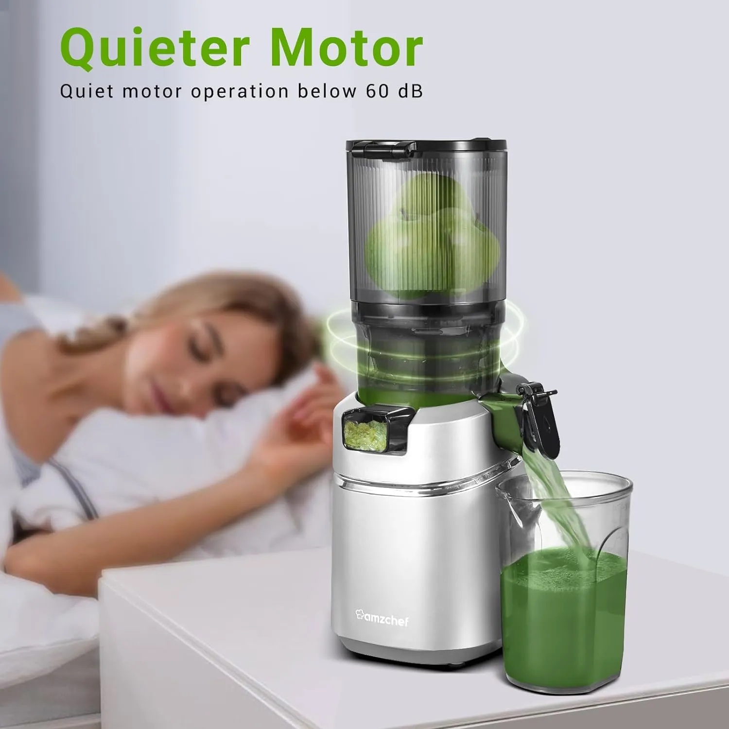 Juicer Machines, 5.3 Inch Self Feeding Masticating Juicer Fit Whole Fruits \u0026amp; Vegetables, Cold Press Electric Juicer Machines with High Juice Yield, Easy Cleaning, BPA Free, 250W - John Pierce Auto Care