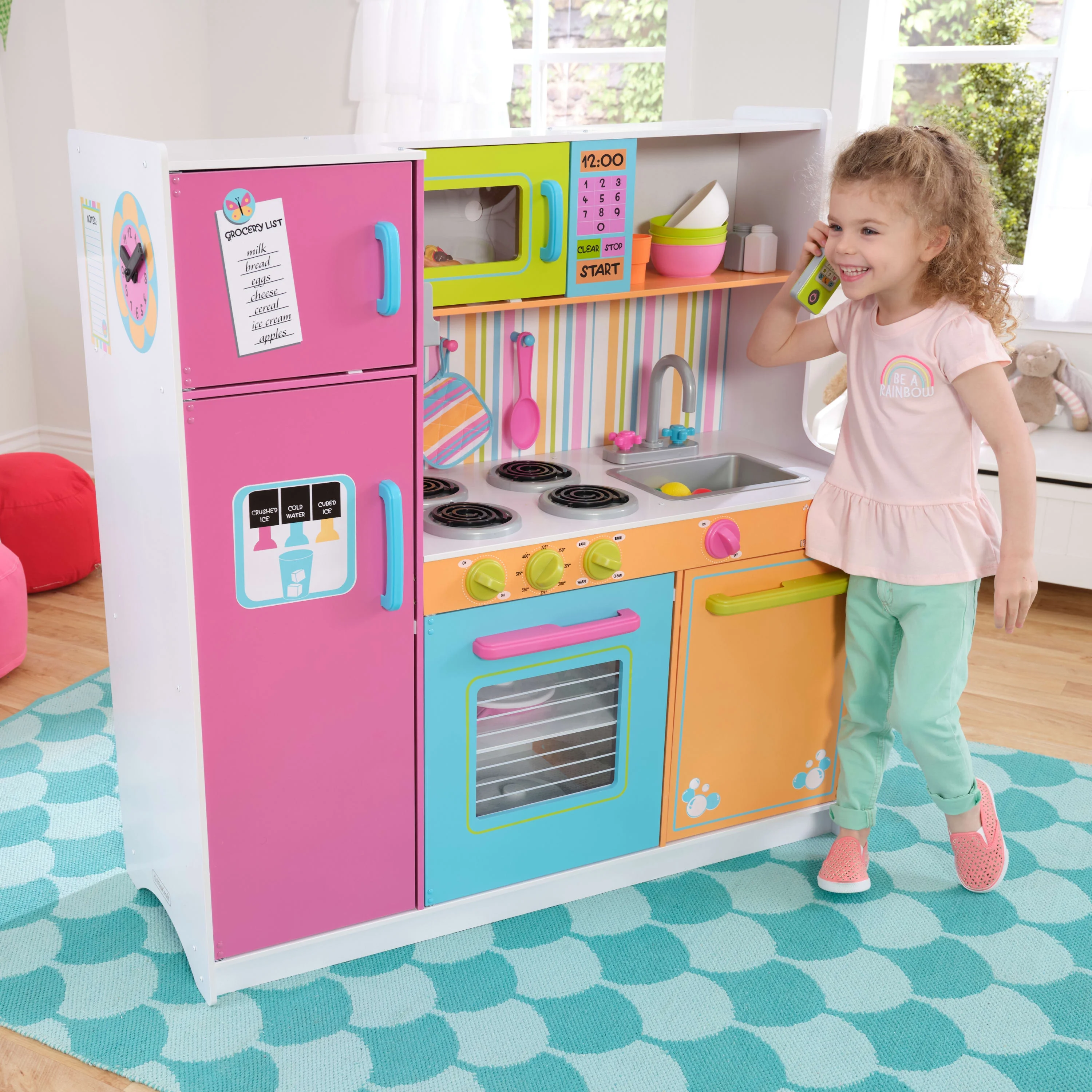 KidKraft Deluxe Big and Bright Wooden Play Kitchen for Kids, Neon Colors - John Pierce Auto Care
