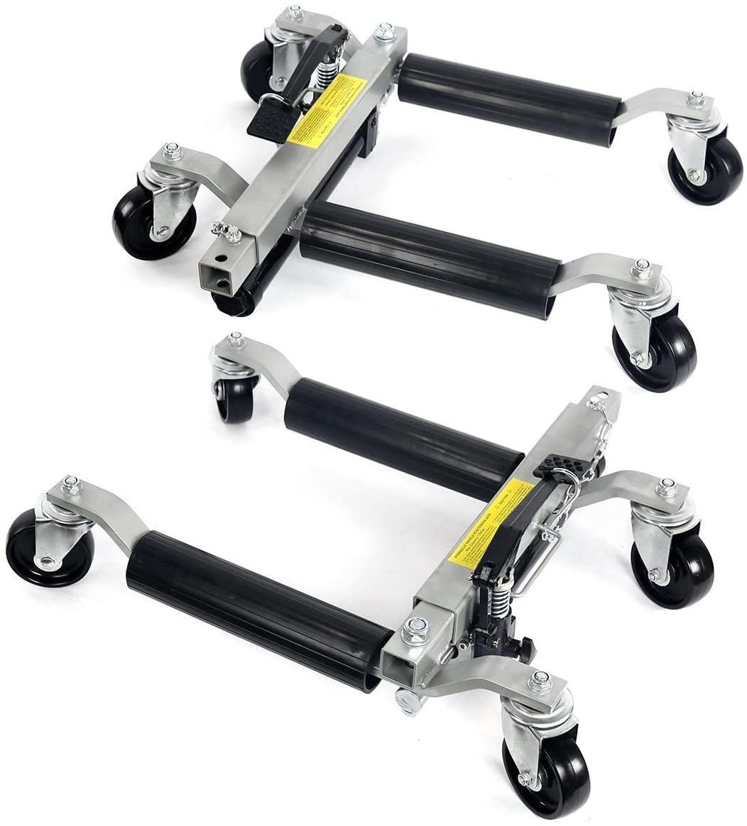 Stark Set of (4) Wheel Dolly Car Skates Vehicle Positioning Hydraulic Tire Jack Truck Rv Trailer Pick Up Dolly Ratcheting Foot Pedal, 1500LBS - John Pierce Auto Care