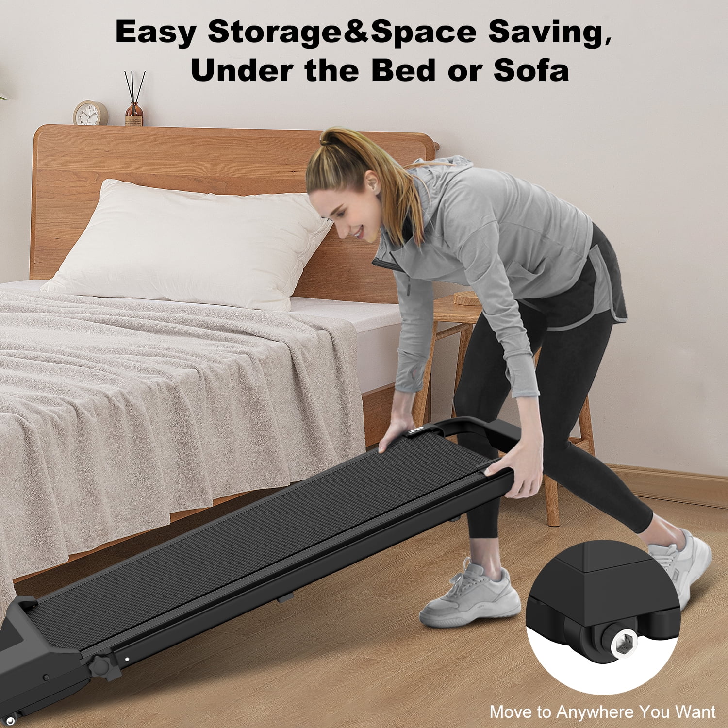 Bigzzia 2 in 1 Under Desk Treadmill, 2.5HP No Installation Portable Handrail Treadmills Running Machine, 6.25MPH, Treadmill with LED Display and Wireless Remote Control for Home\/Office, 265 Lb - John Pierce Auto Care