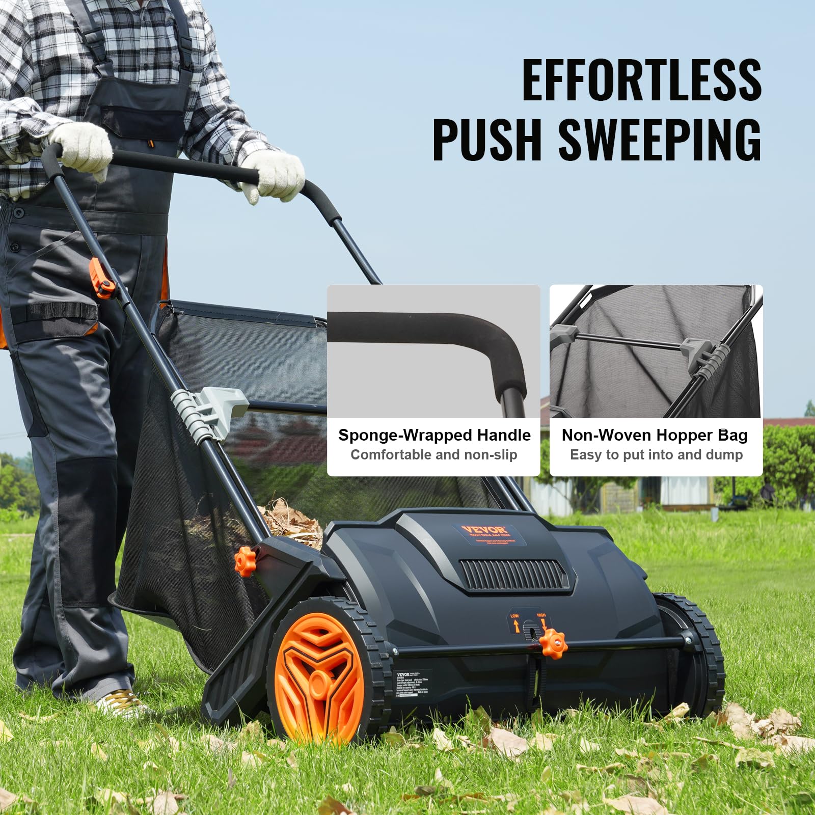 VEVOR 21-inch Push Lawn Sweeper - John Pierce Auto Care