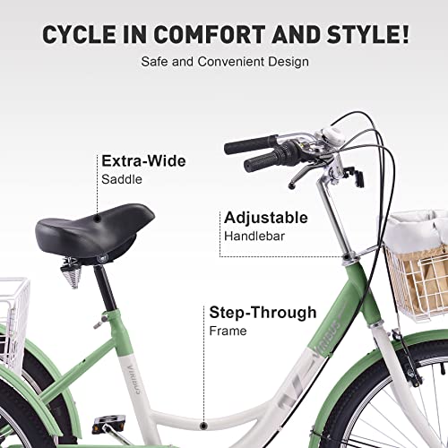 Viribus Adult Tricycle, 7 Speed Tricycle for Adults, 24" 3 Wheel Bikes for Adults with Baskets - John Pierce Auto Care