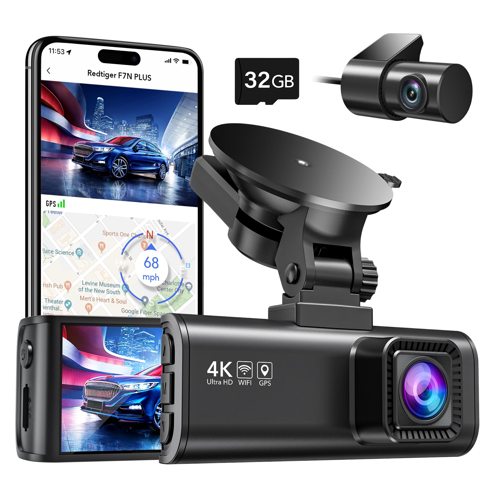 REDTIGER Dash Cam Front Rear, 4K\/2.5K Full HD Dash Camera for Cars - John Pierce Auto Care