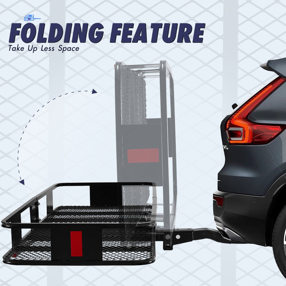 king Bird 60\u0026quot; X 24\u0026quot; X 6\u0026quot; Hitch Mount Folding Cargo Carrier Fits to 2\u0026#039;\u0026#039; Receiver ,550Lbs Capacity Cargo Basket with Waterproof Cargo Bag and Packing Straps - John Pierce Auto Care