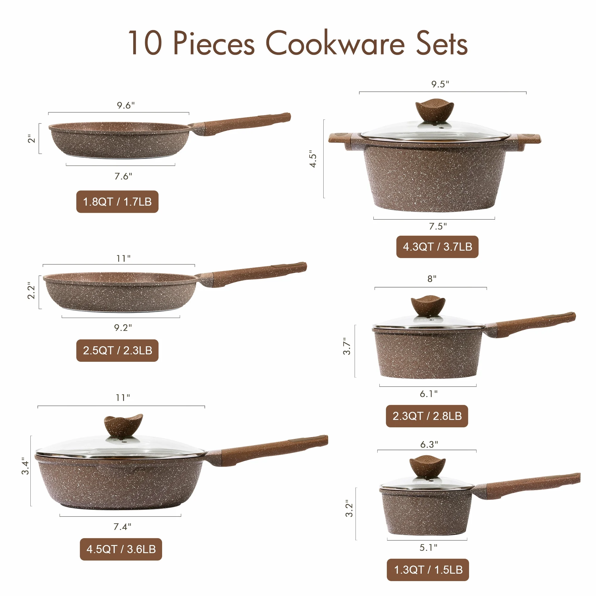 Carote 10-Piece Nonstick Granite Cookware Set - John Pierce Auto Care