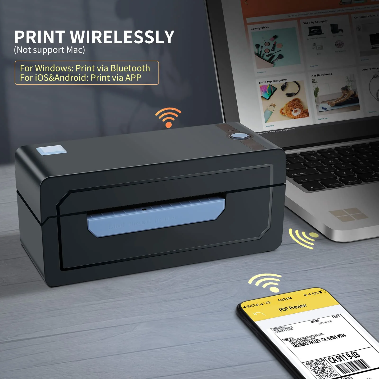JADENS Bluetooth Thermal Shipping Label Printer - John Pierce Auto Care