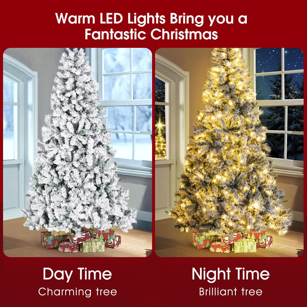 iFanze 6ft Pre Lit Snow Flocked Christmas Tree with 1000 Tips 250 Warm Lights, Hinged Artificial Holiday Xmas Pine Tree - John Pierce Auto Care