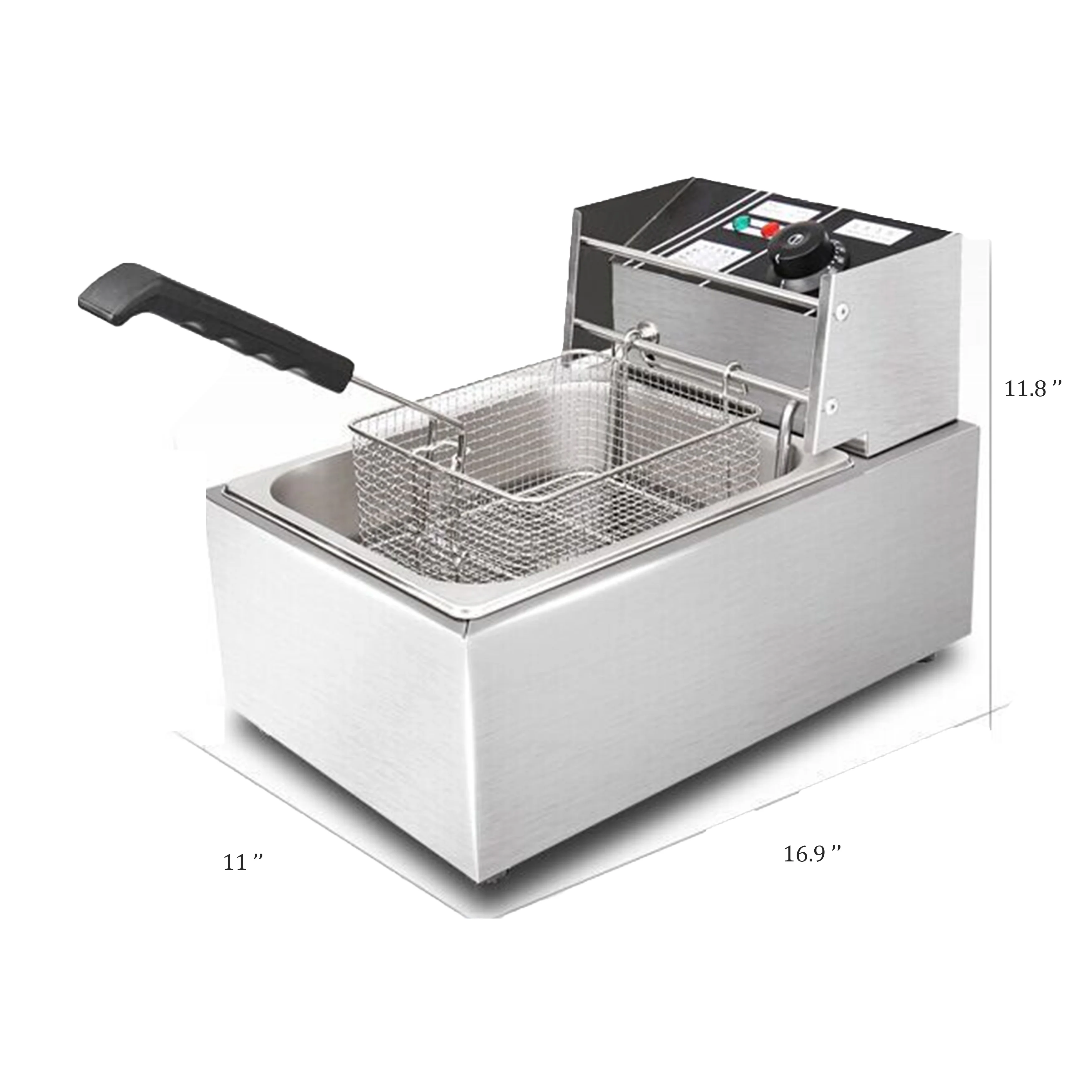 1600W Electric Deep Fryer, Stainless Steel Countertop Fryer Large Capacity, Thickening Multi functional Fryer Commercial Single chamber 2.5 Gallon - John Pierce Auto Care