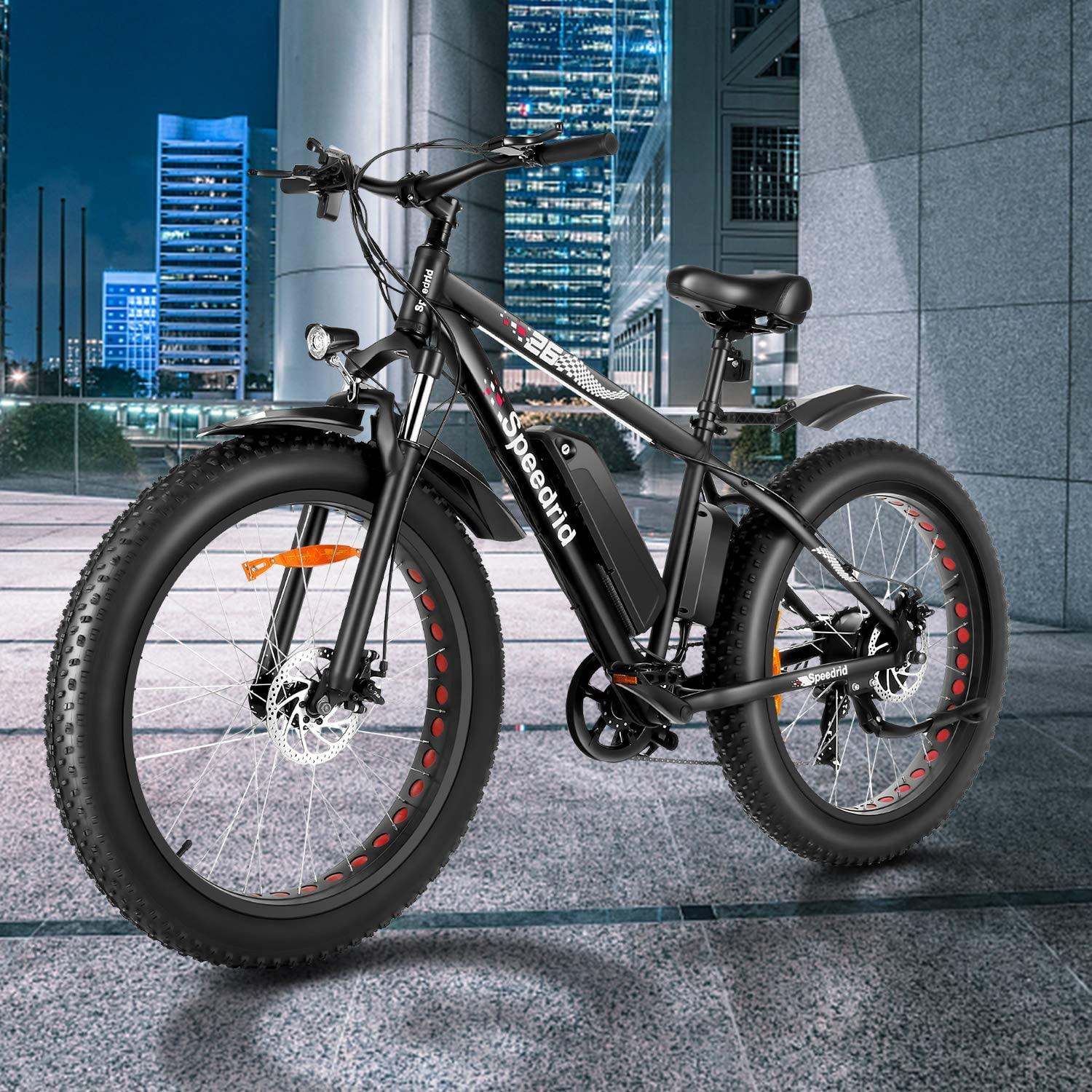 Speedrid Electric Bike 48V 500W Fat Tire Electric Bike Snow Bike 26" × 4.0, 48V 10Ah Removable Battery and Professional 7 Speed - John Pierce Auto Care