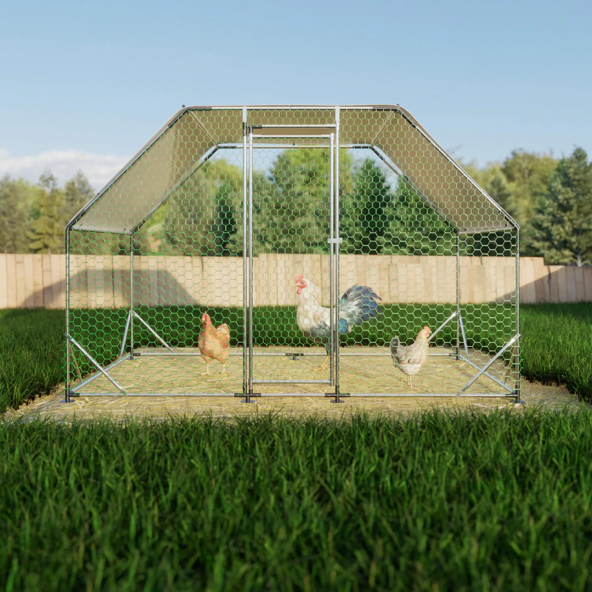 Large Chicken Coop for 6 8 Chickens, Seizeen Walk in Chicken Run with Waterproof, Galvanized Wire Poultry Hen Dog House Rabbits Hutch Duck Cage, 10FT - John Pierce Auto Care