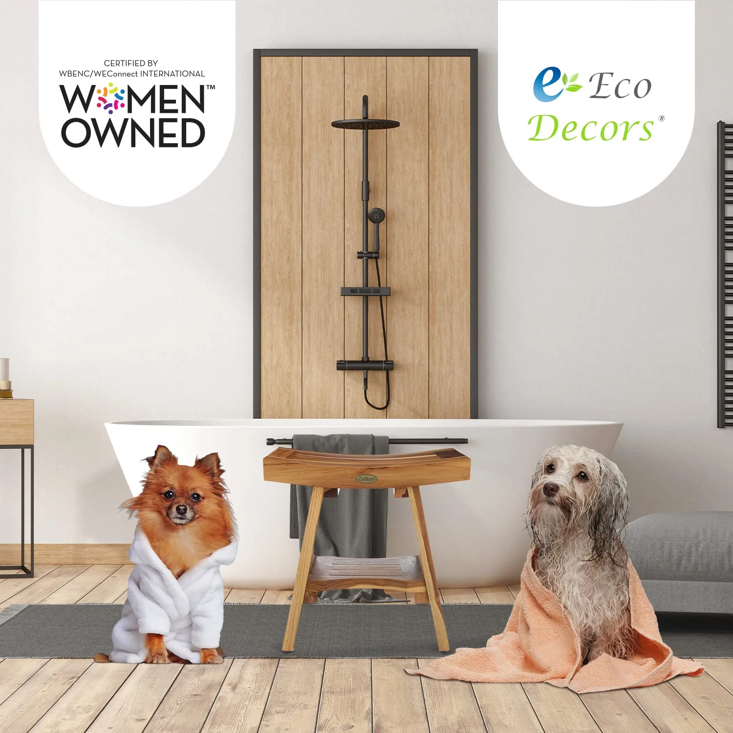 EcoDecors 18-inch Teak Shower Bench - John Pierce Auto Care