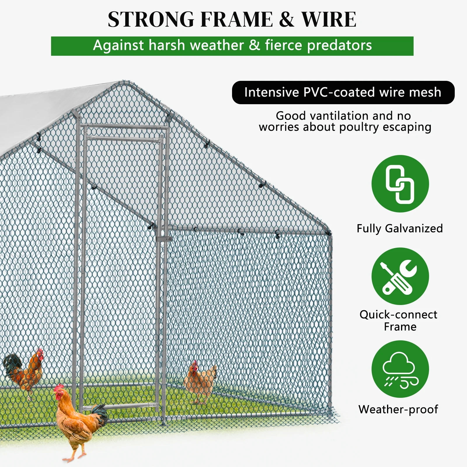 ZephyPaws 6.5 x 10 ft Large Metal Chicken Coop, Walk in Poultry Cage Chicken Hen Run House with Waterproof Cover, Rabbits Cats Dogs Farm Pen for Outdoor Backyard Farm Garden - John Pierce Auto Care