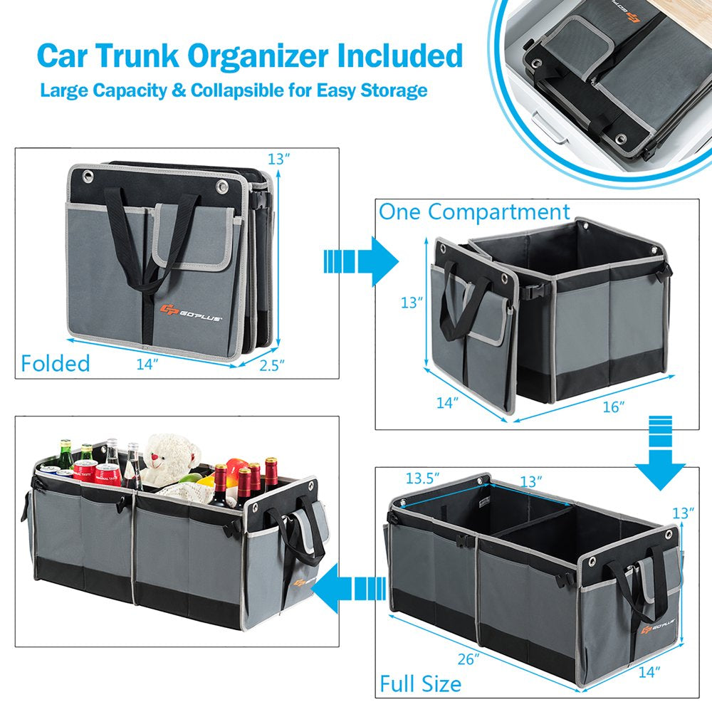 Goplus 14 Cubic Feet Cargo Box Dual Sided Opening Rooftop Carrier W\/Car Trunk Organizer - John Pierce Auto Care